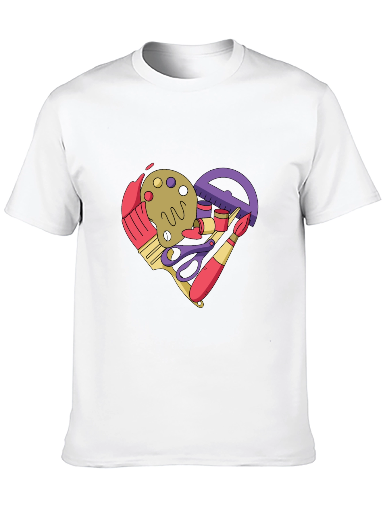 Art Supplies Heart Graphic T-Shirt - Black Cotton Tee