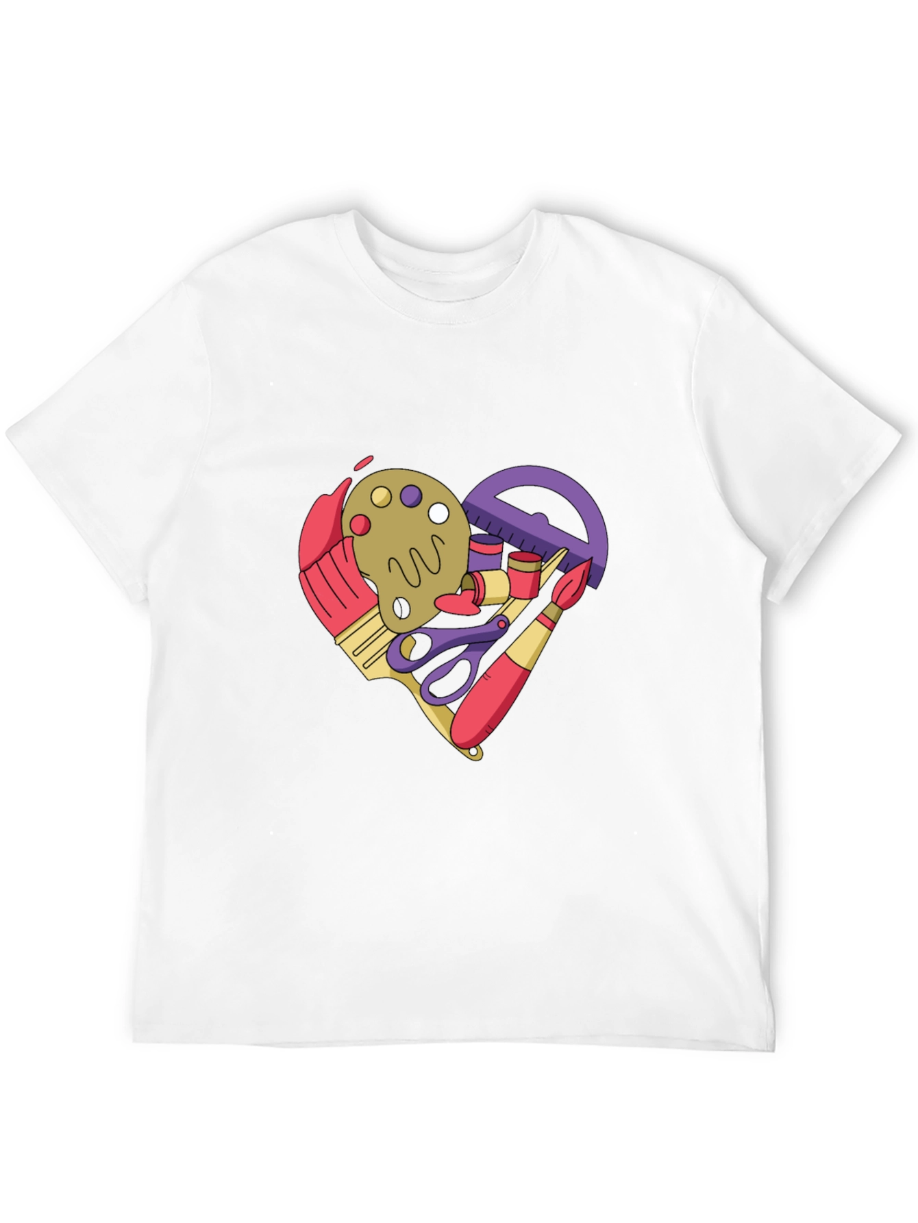 Art Supplies Heart Graphic T-Shirt - Black Cotton Tee