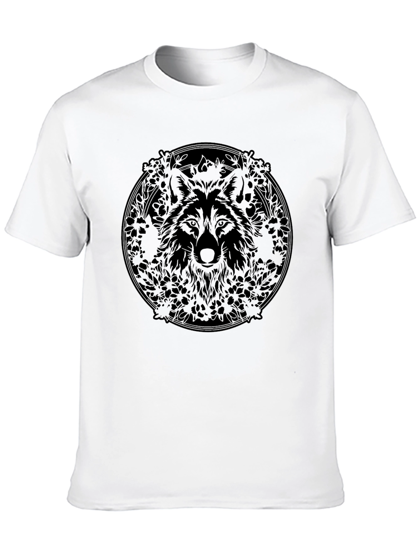 Wolf Mandala Graphic Black T-Shirt