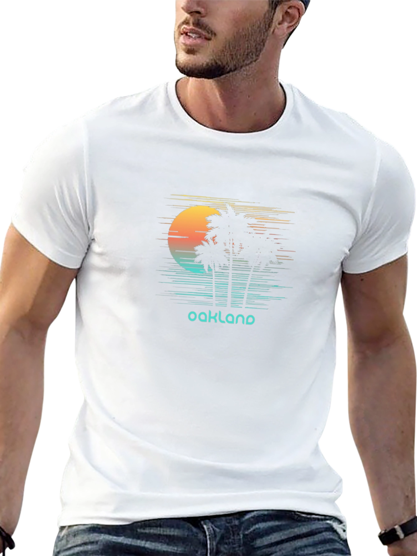 Oakland Sunset Palm Tree Graphic T-Shirt