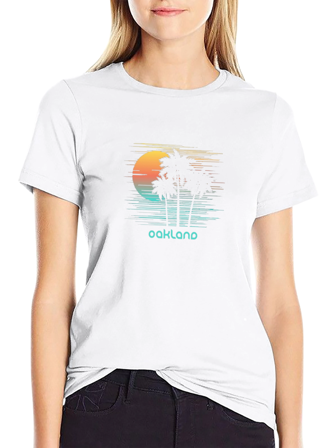 Oakland Sunset Palm Tree Graphic T-Shirt