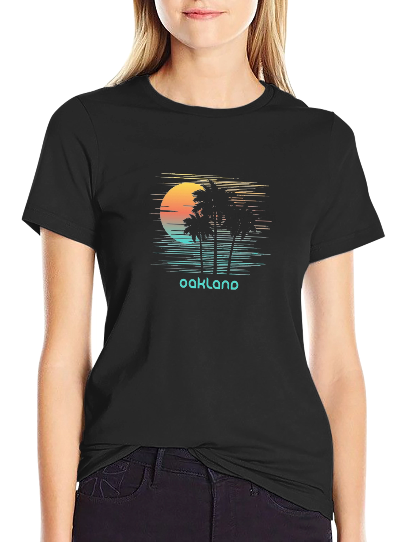 Oakland Sunset Palm Tree Graphic T-Shirt