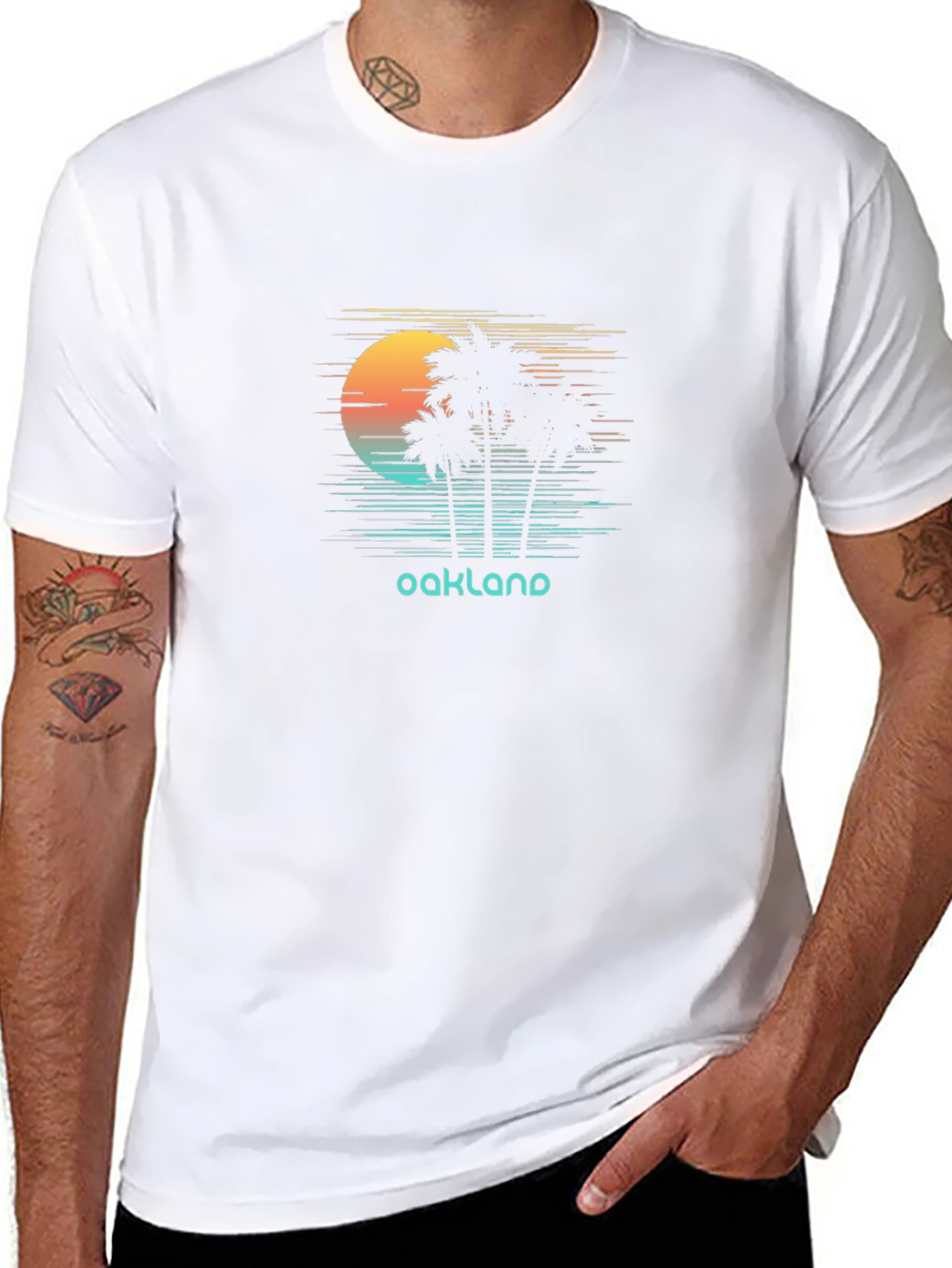 Oakland Sunset Palm Tree Graphic T-Shirt