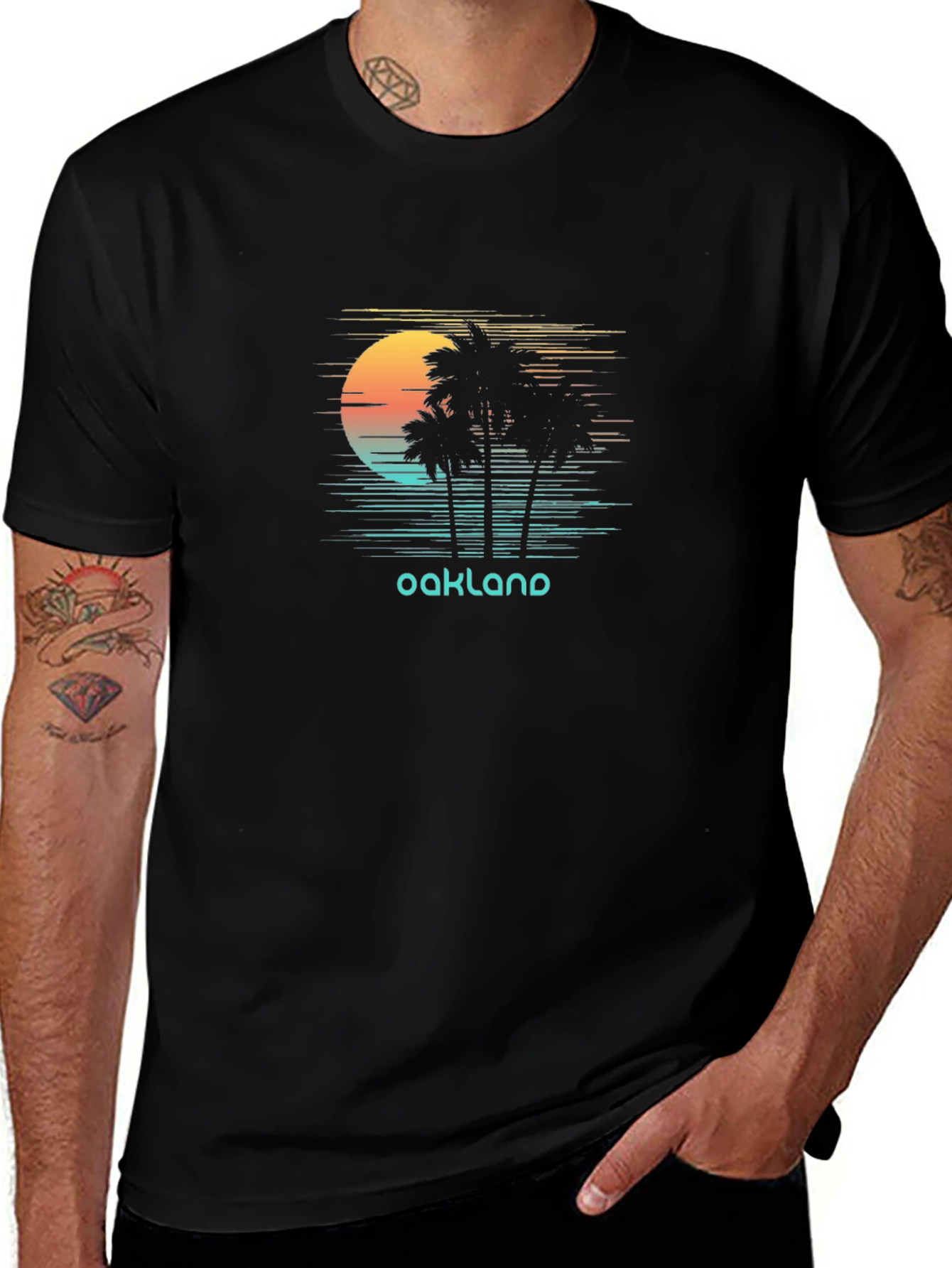 Oakland Sunset Palm Tree Graphic T-Shirt