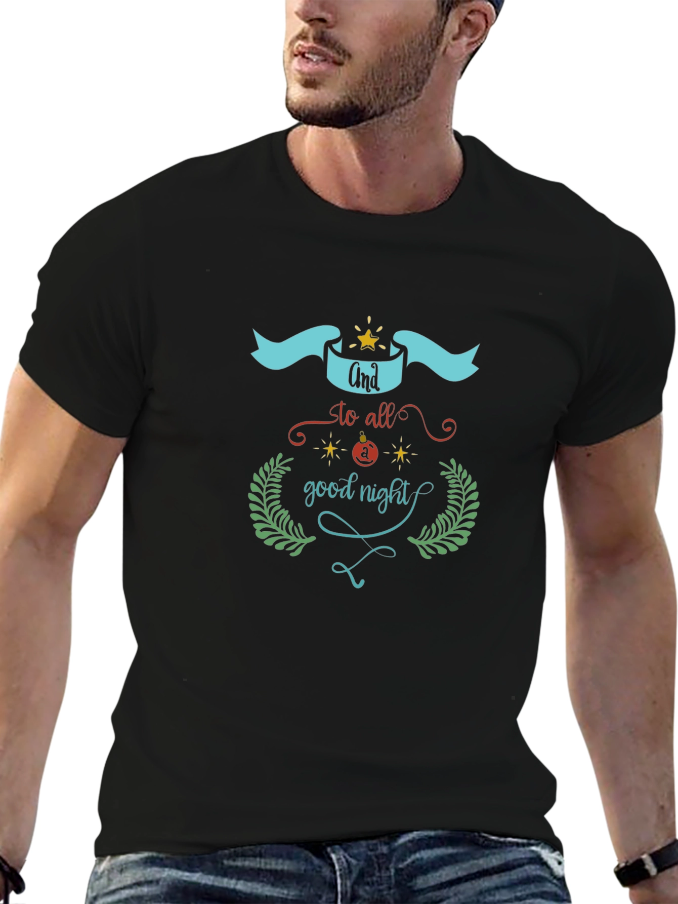 Good Night Graphic Print Black T-Shirt