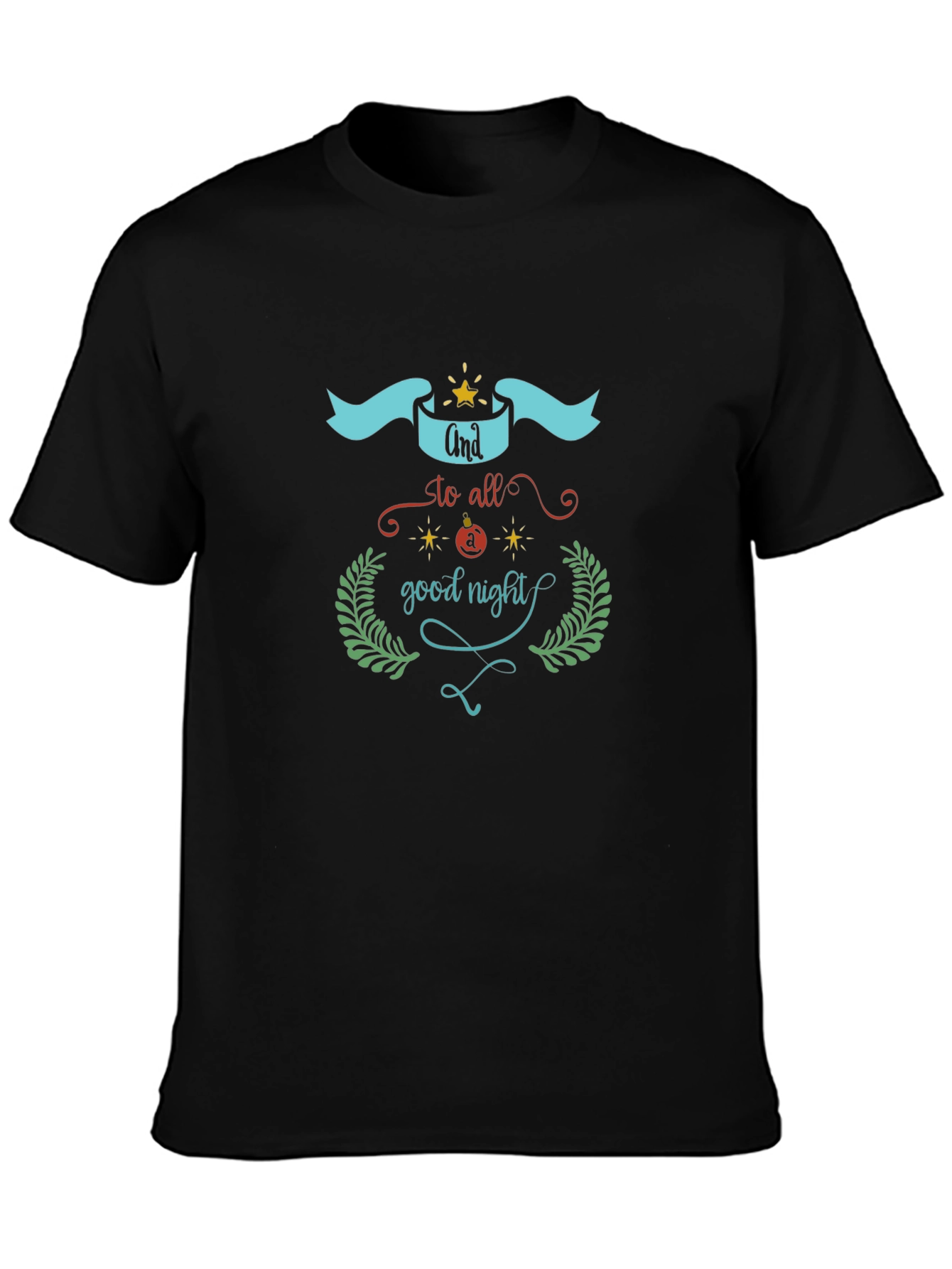 Good Night Graphic Print Black T-Shirt