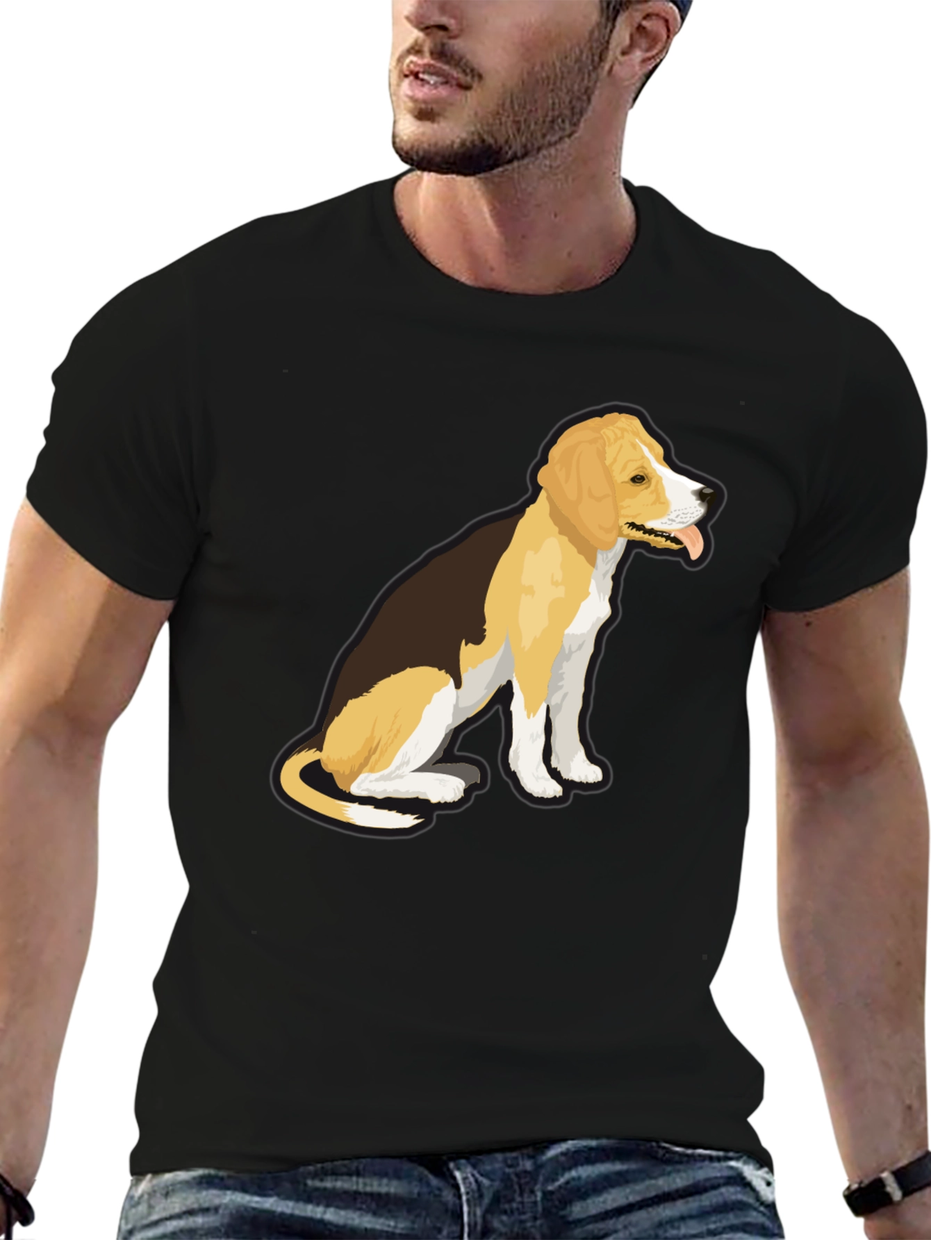Dog Graphic T-Shirt - Black Casual Wear