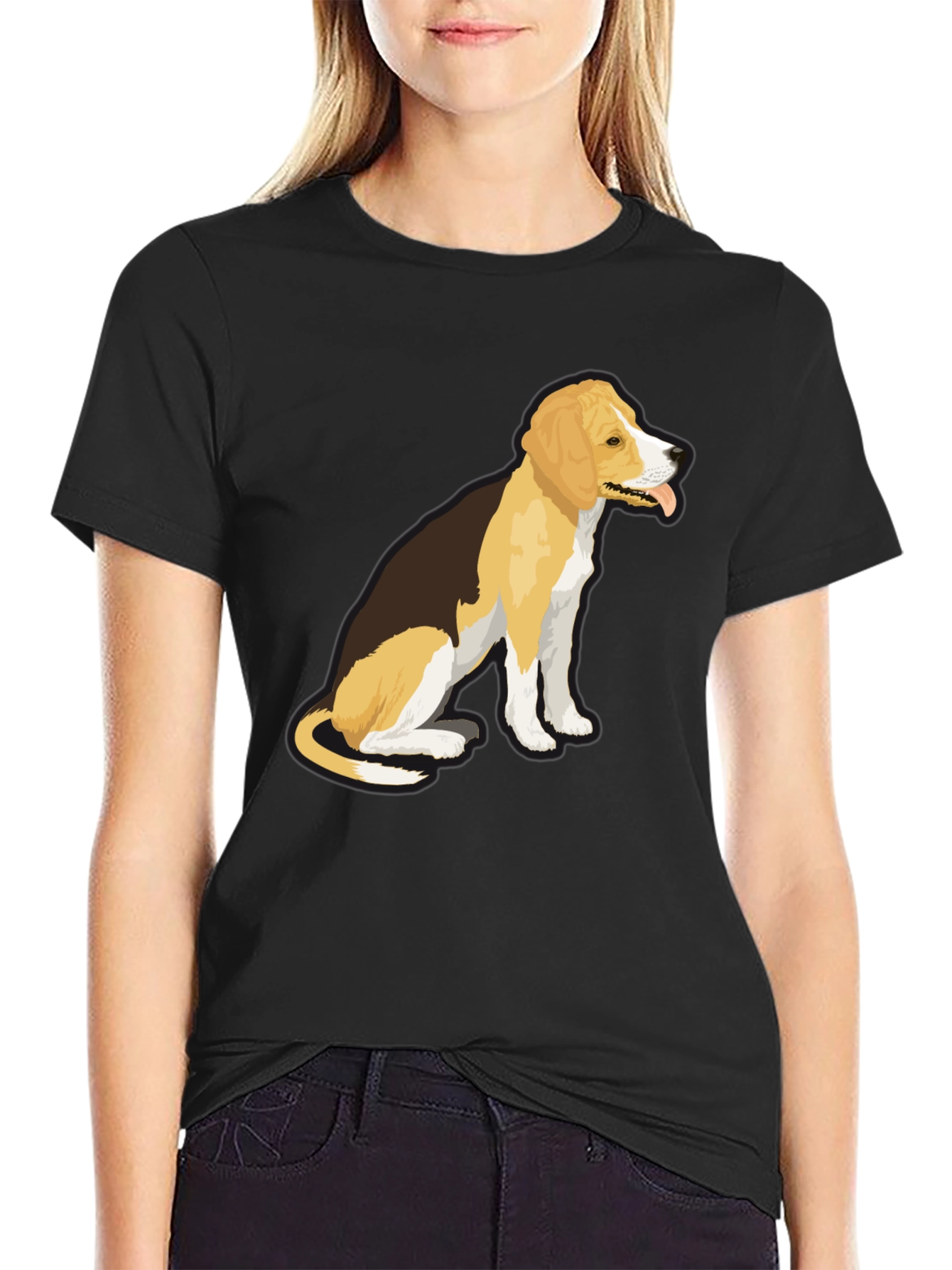 Dog Graphic T-Shirt - Black Casual Wear