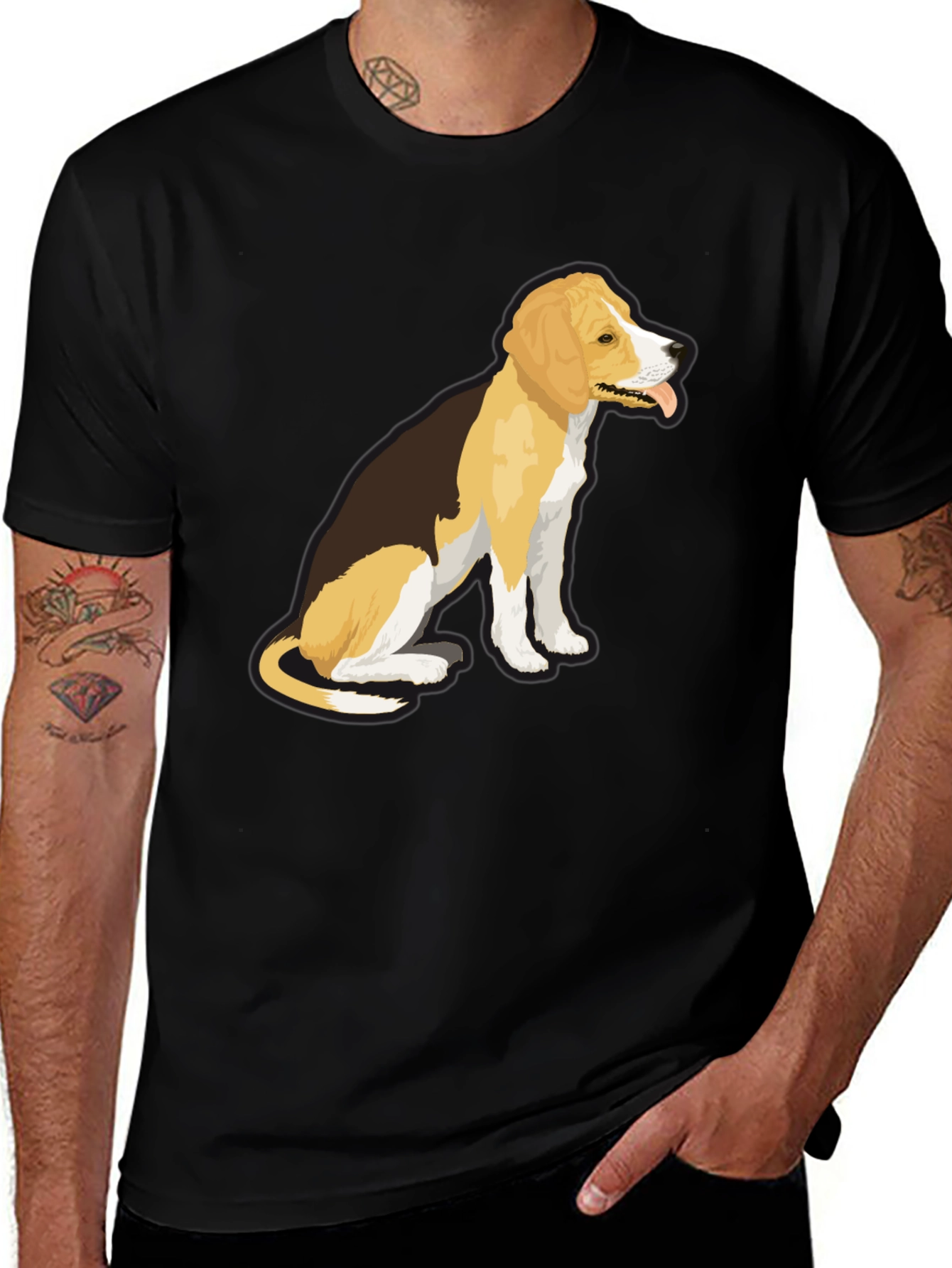 Dog Graphic T-Shirt - Black Casual Wear
