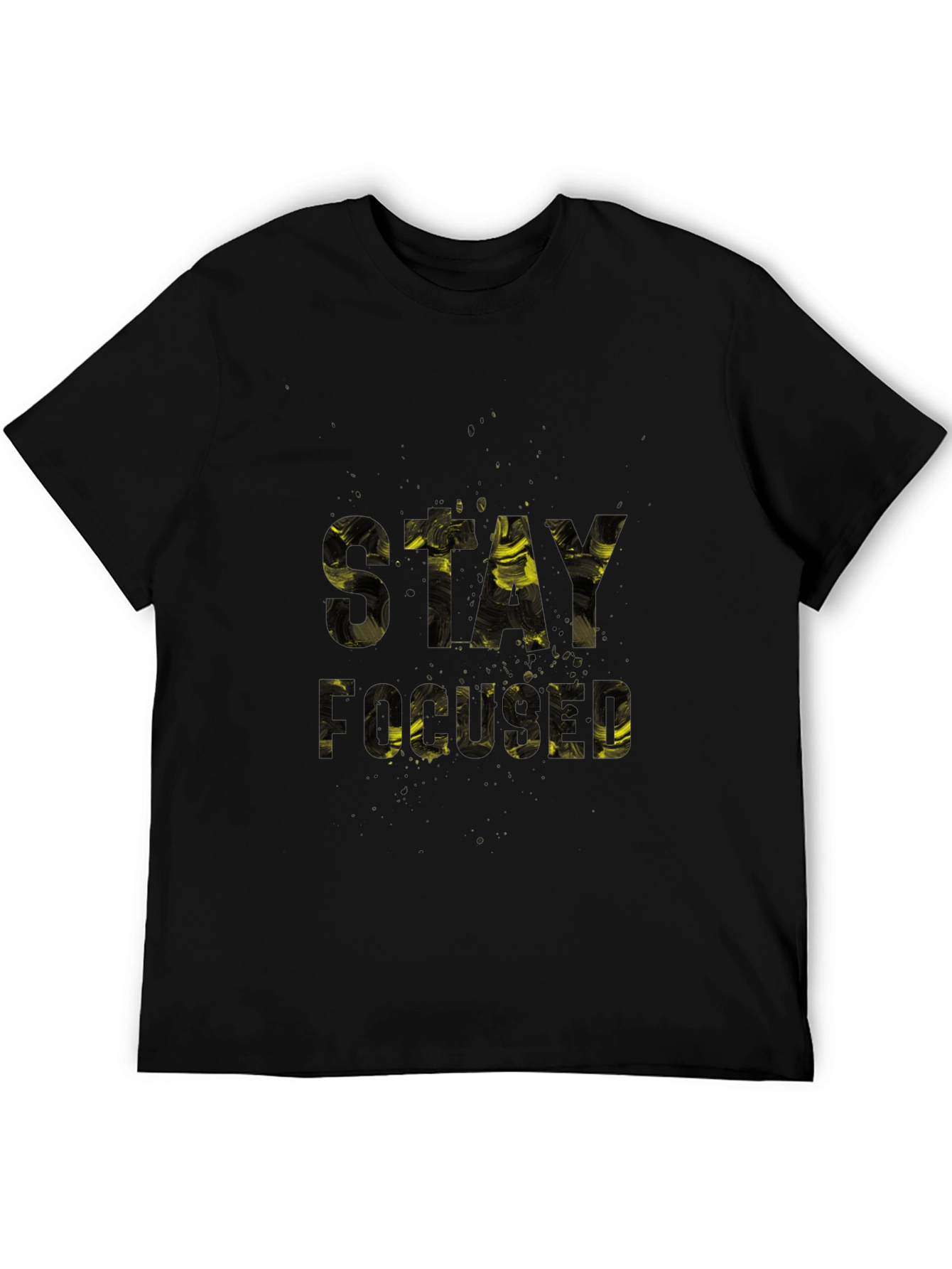 Stay Focused Graphic Print Black T-Shirt