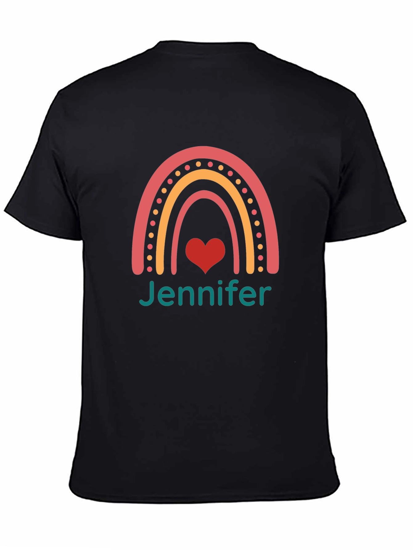 Rainbow Jennifer Tee - Personalized Black T-Shirt