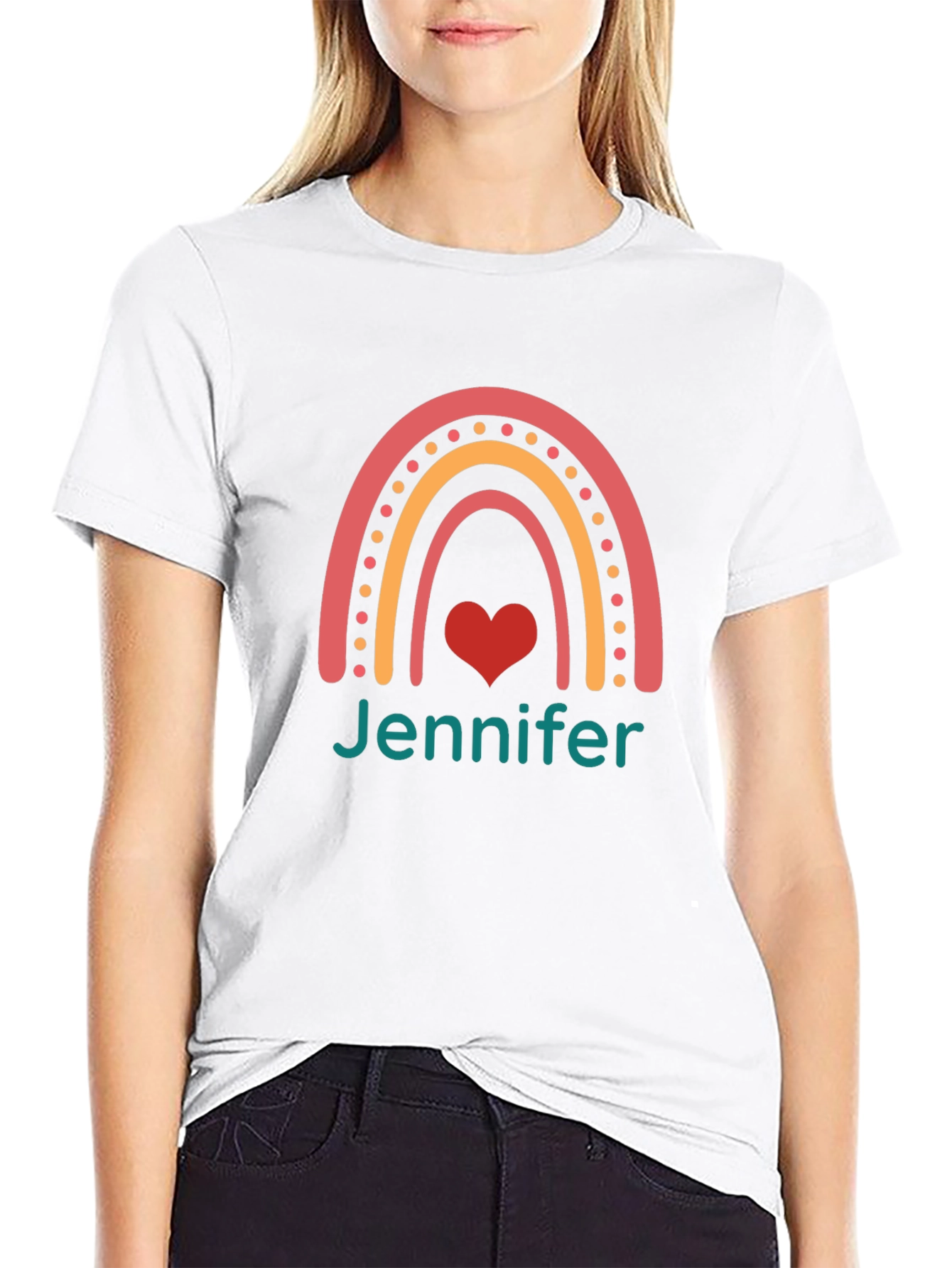 Rainbow Jennifer Tee - Personalized Black T-Shirt