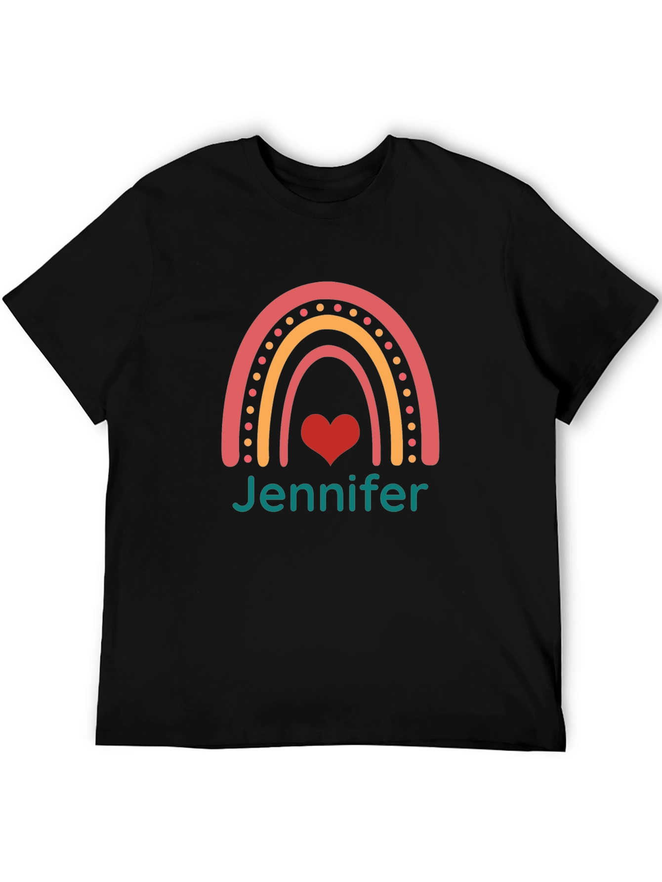 Rainbow Jennifer Tee - Personalized Black T-Shirt