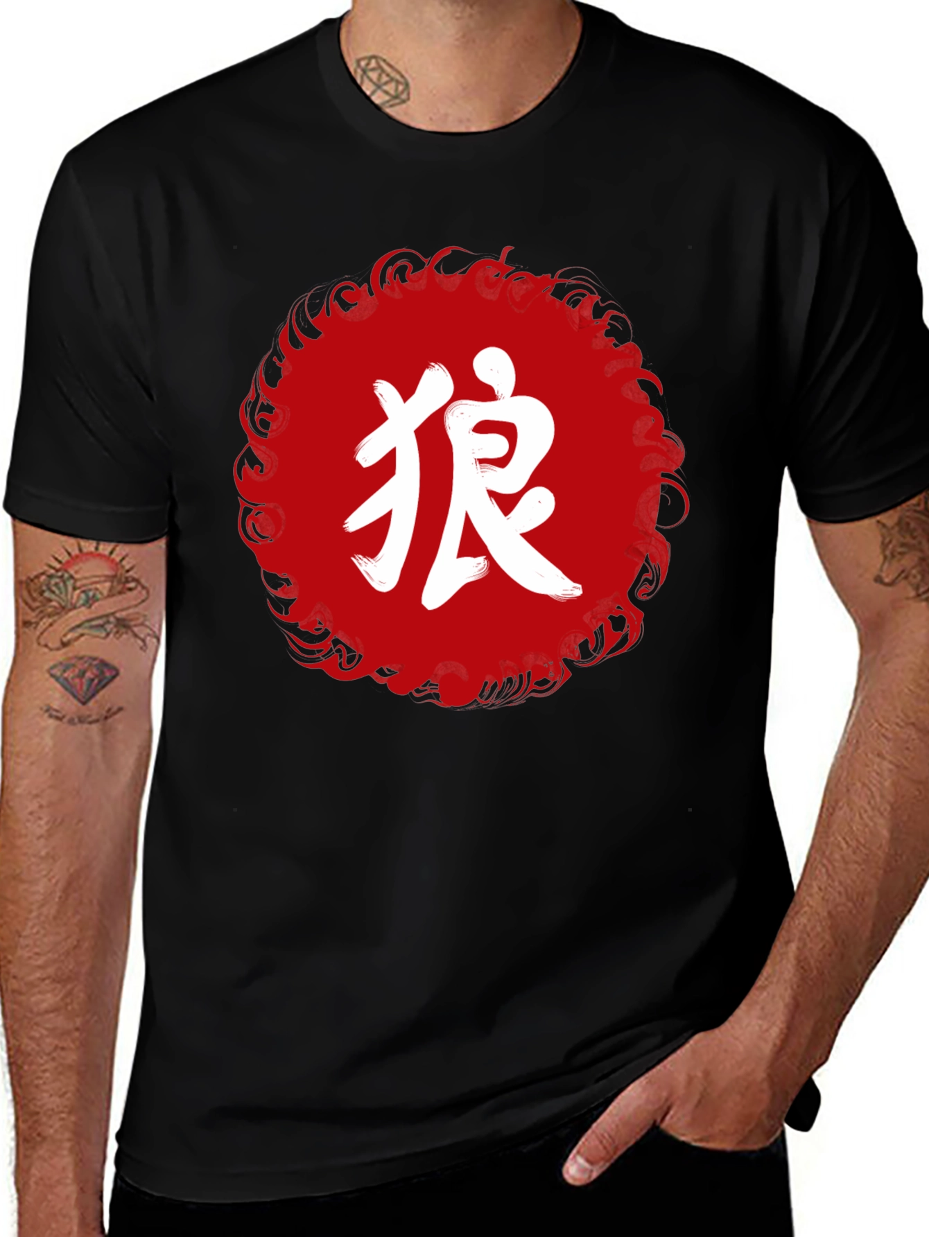 Japanese Wolf Graphic T-Shirt
