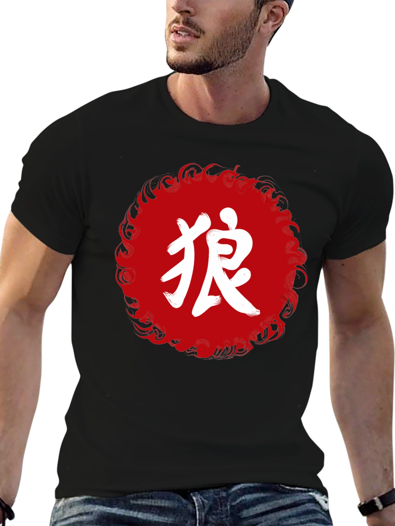 Japanese Wolf Graphic T-Shirt