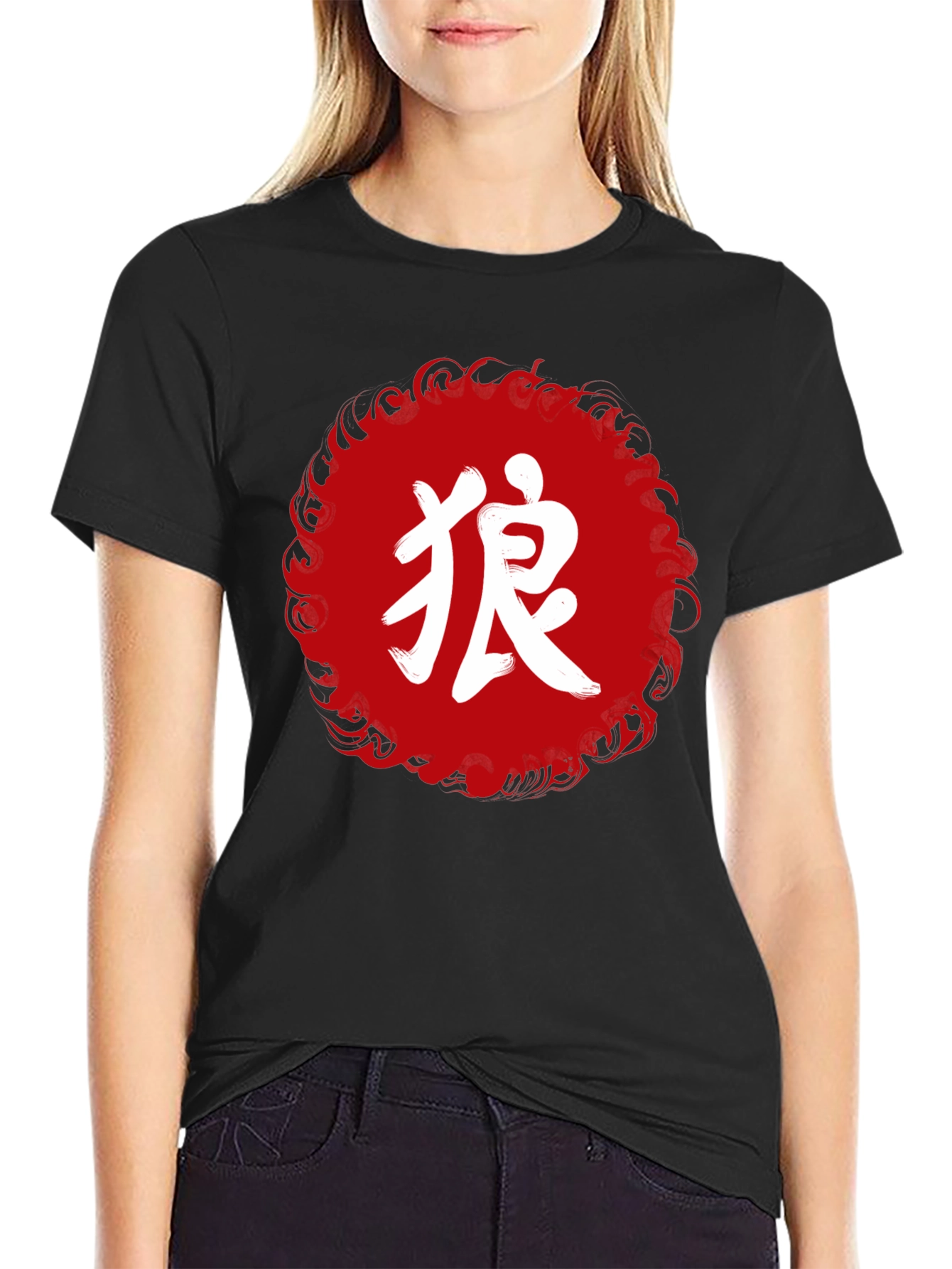 Japanese Wolf Graphic T-Shirt