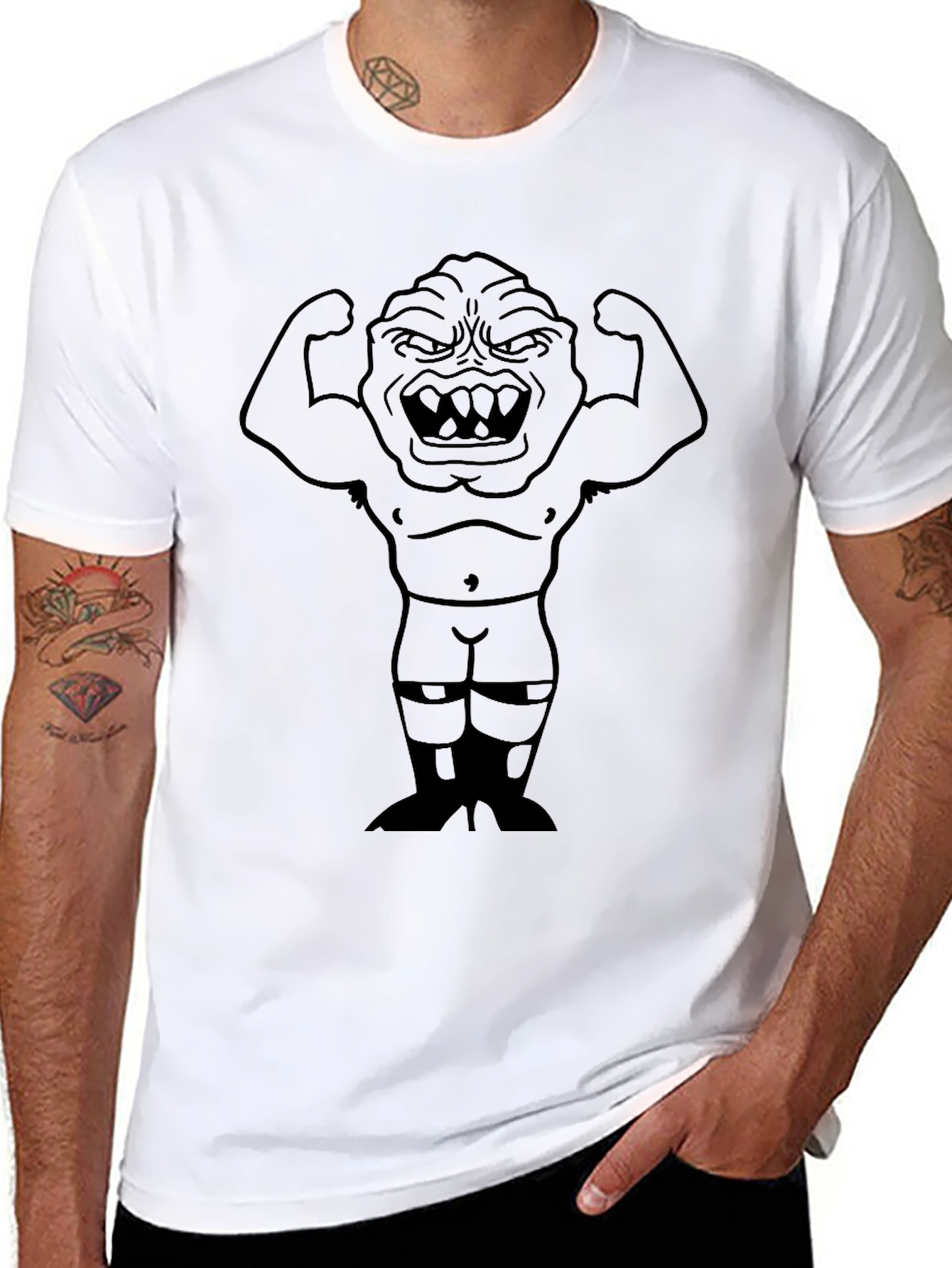 Monster Flexing Muscle T-Shirt - Black