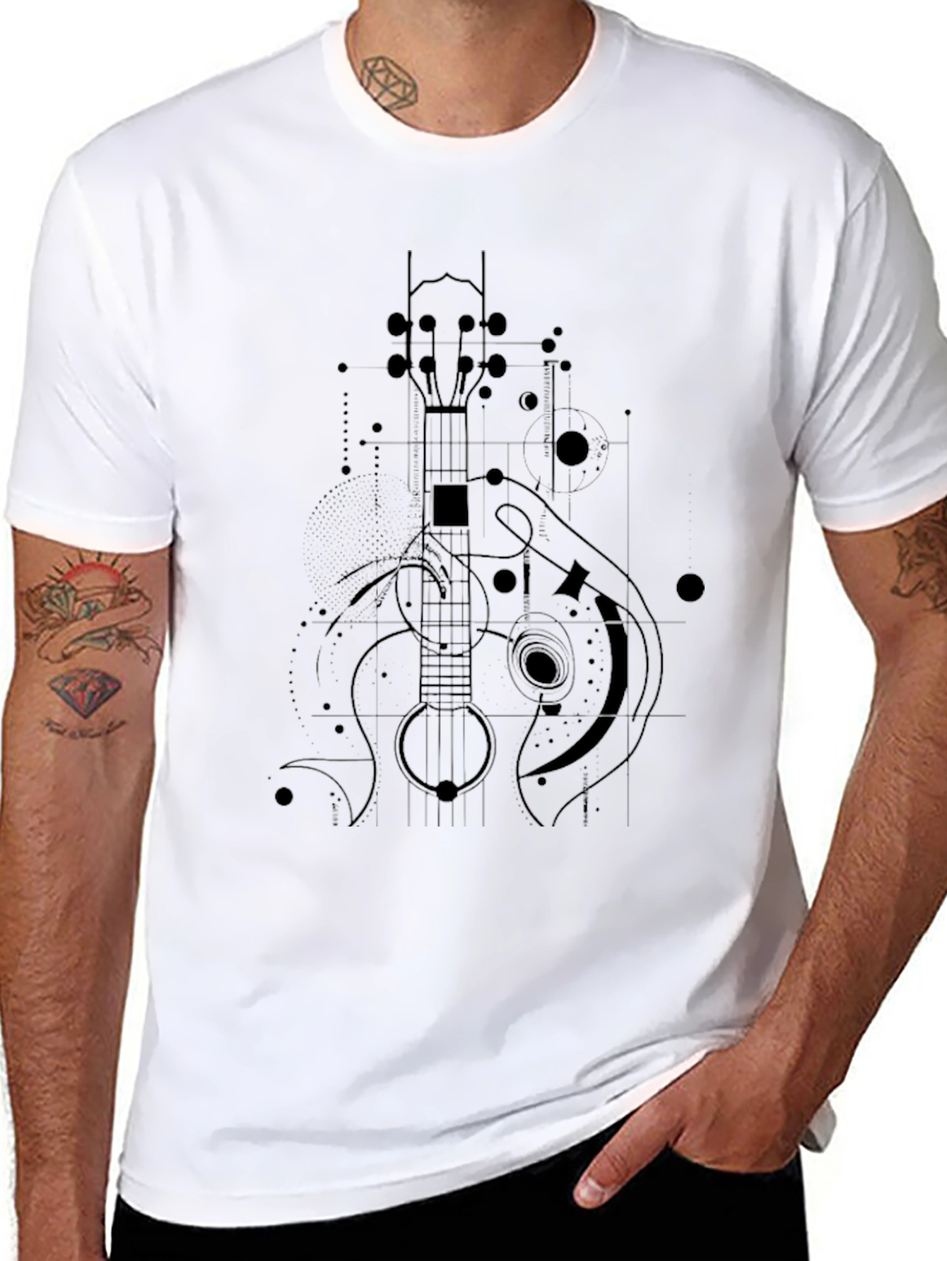 Geometric Ukulele Graphic Tee - Modern Music Lovers Shirt