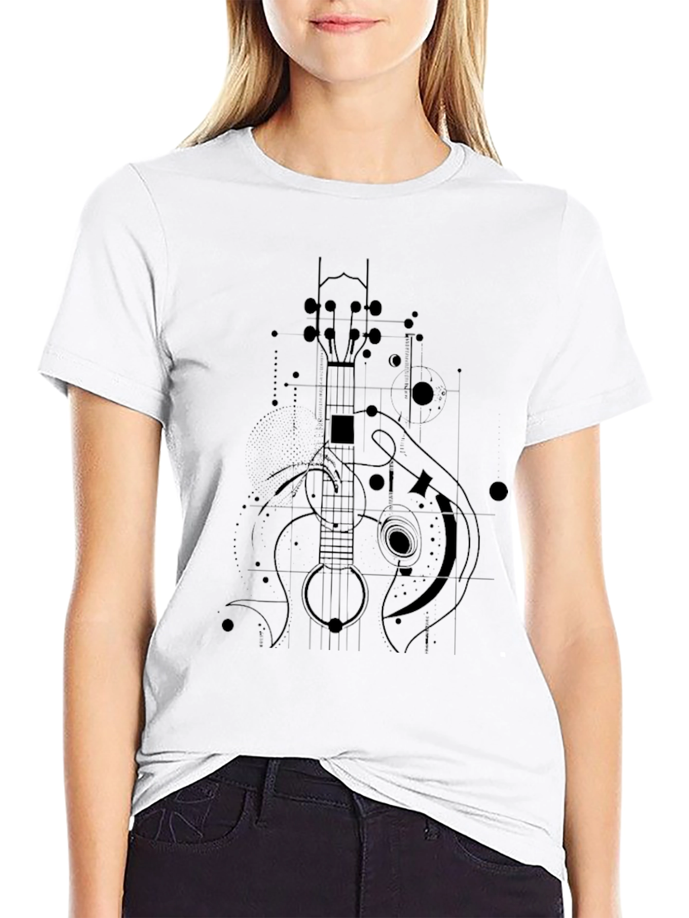 Geometric Ukulele Graphic Tee - Modern Music Lovers Shirt