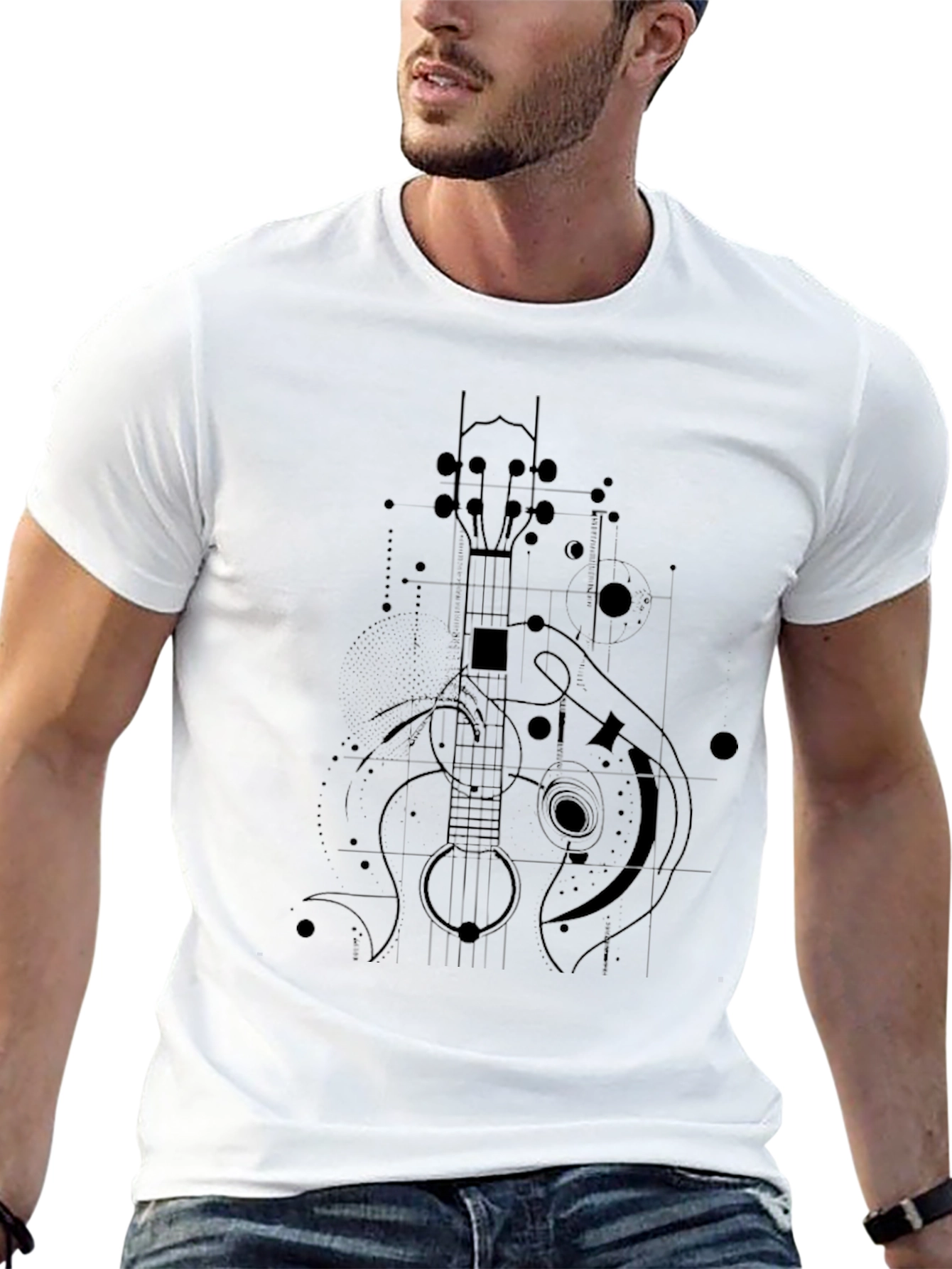 Geometric Ukulele Graphic Tee - Modern Music Lovers Shirt