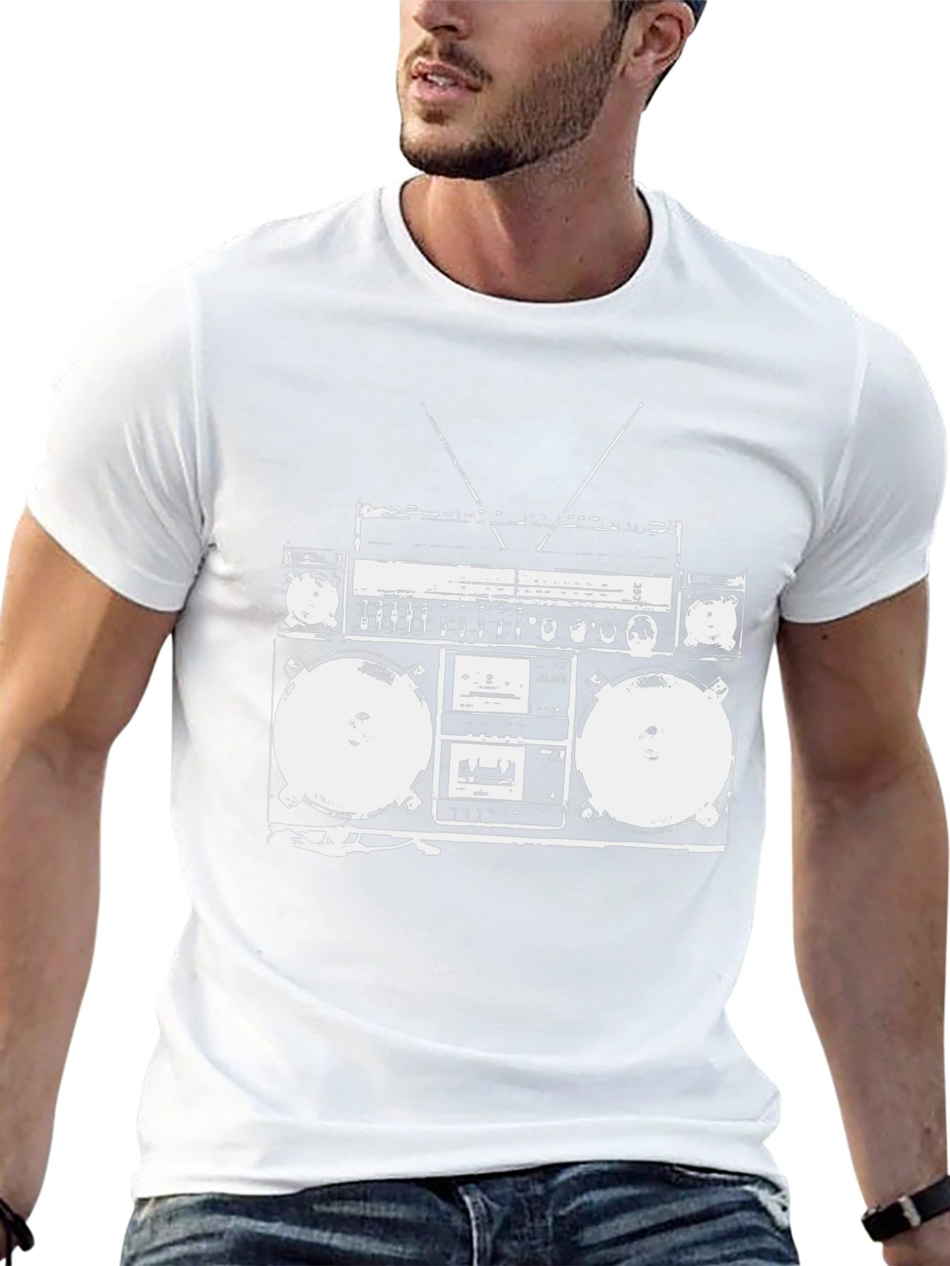 Retro Boombox Graphic Tee - Classic Hip Hop Style