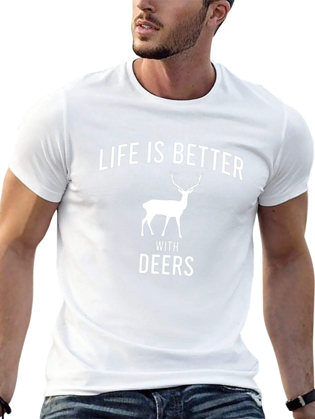 Life is Better with Deers Black T-Shirt