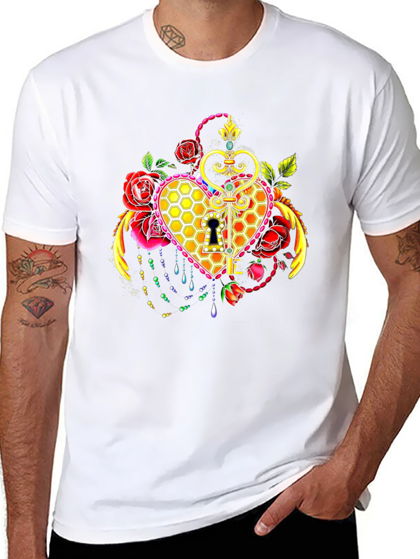 Heart & Key Graphic T-Shirt