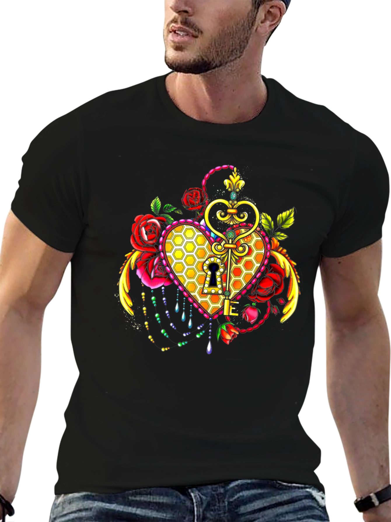 Heart & Key Graphic T-Shirt
