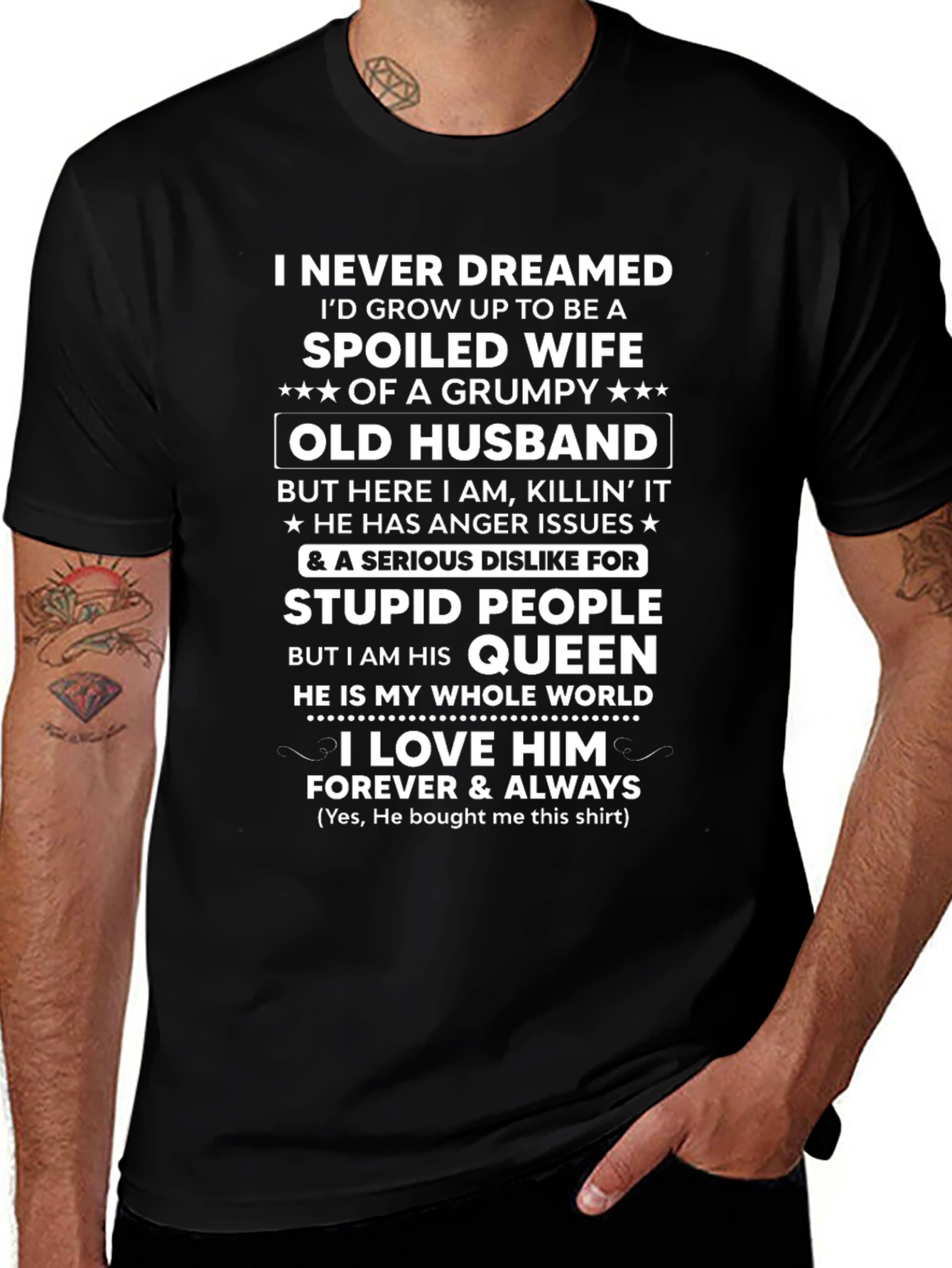 Spoiled Wife Grumpy Old Husband Graphic T-Shirt