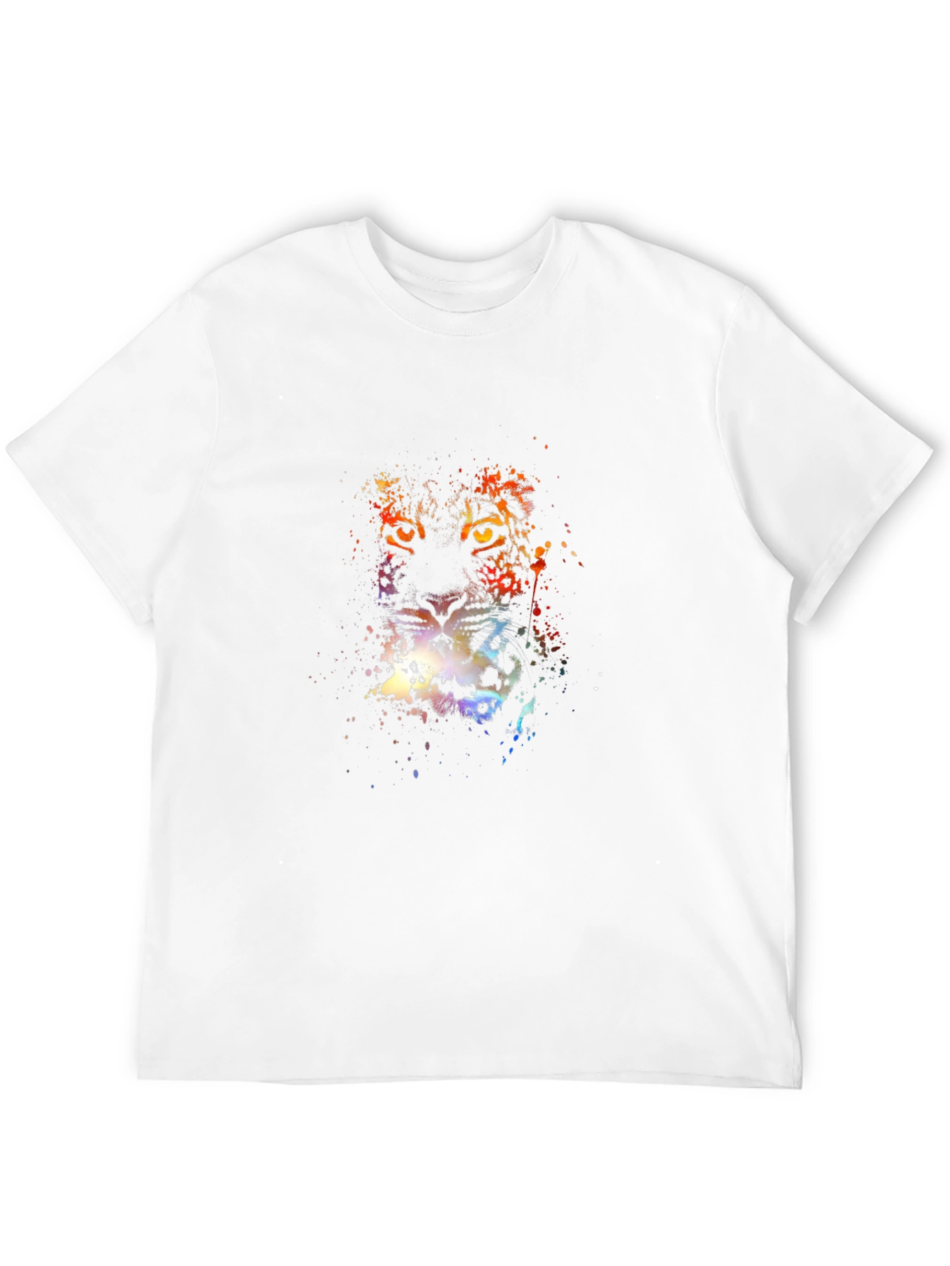 Vibrant Leopard Print Mens Black T-Shirt
