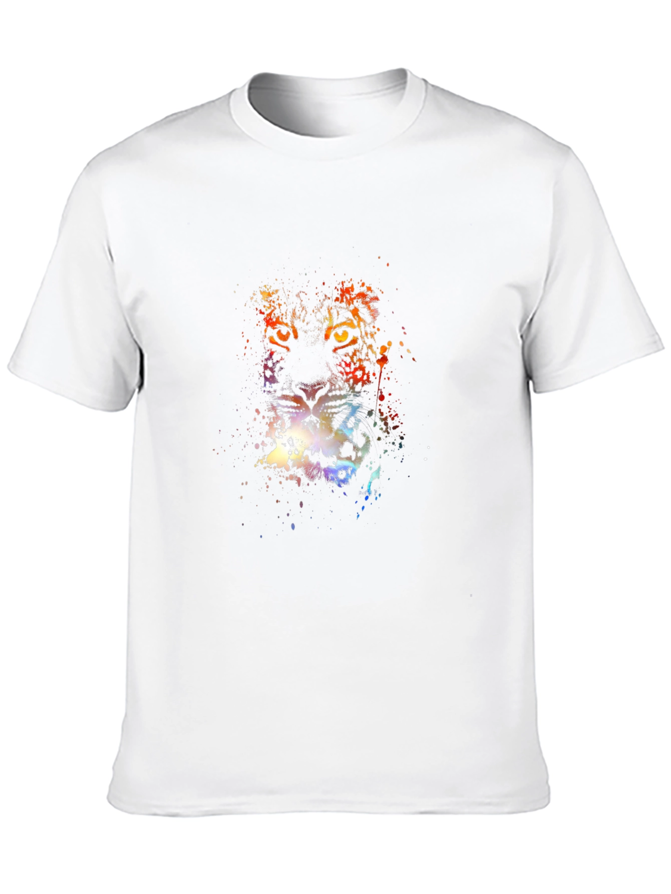 Vibrant Leopard Print Mens Black T-Shirt