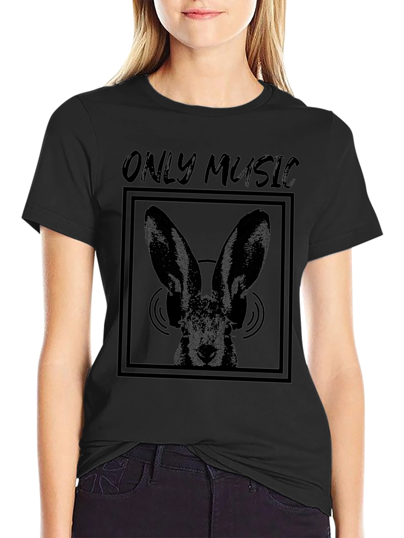 Only Music Rabbit Graphic T-Shirt