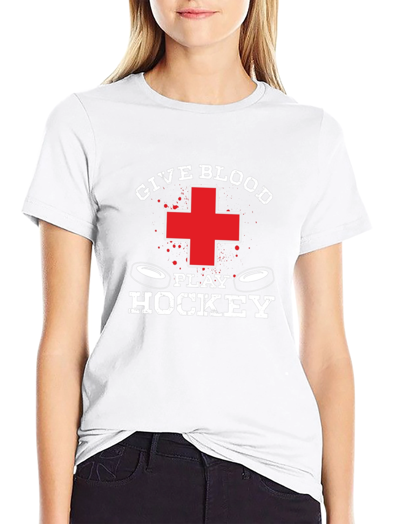 Give Blood Play Hockey Graphic Tee