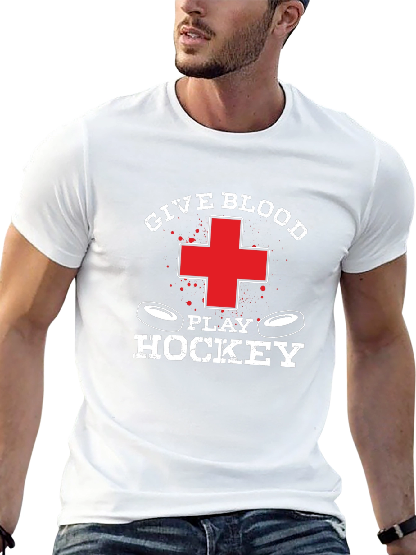 Give Blood Play Hockey Graphic Tee