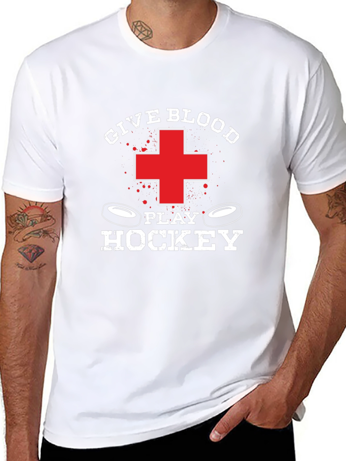 Give Blood Play Hockey Graphic Tee