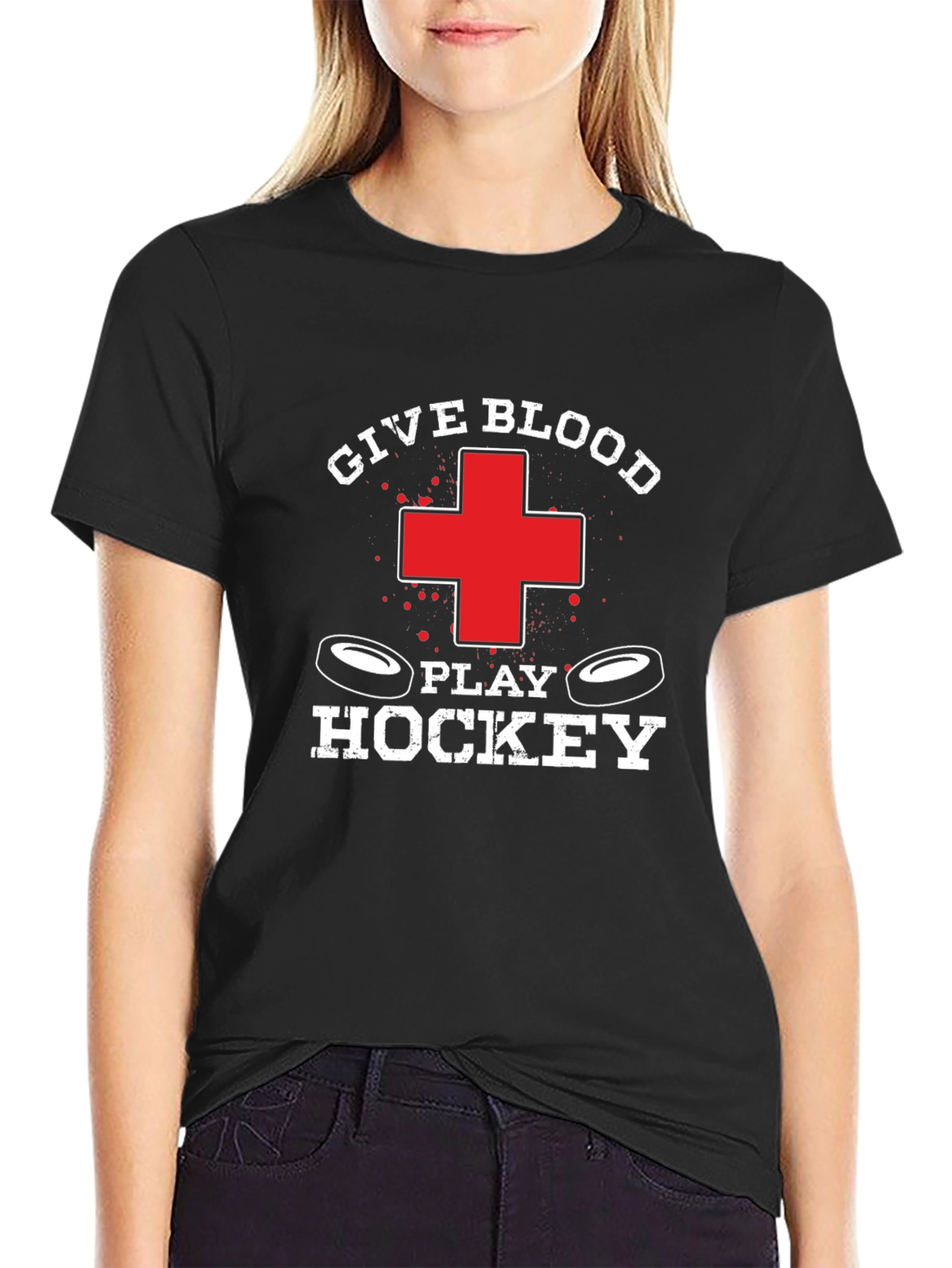 Give Blood Play Hockey Graphic Tee
