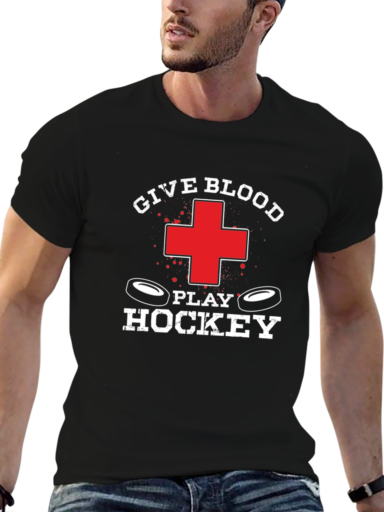 Give Blood Play Hockey Graphic Tee