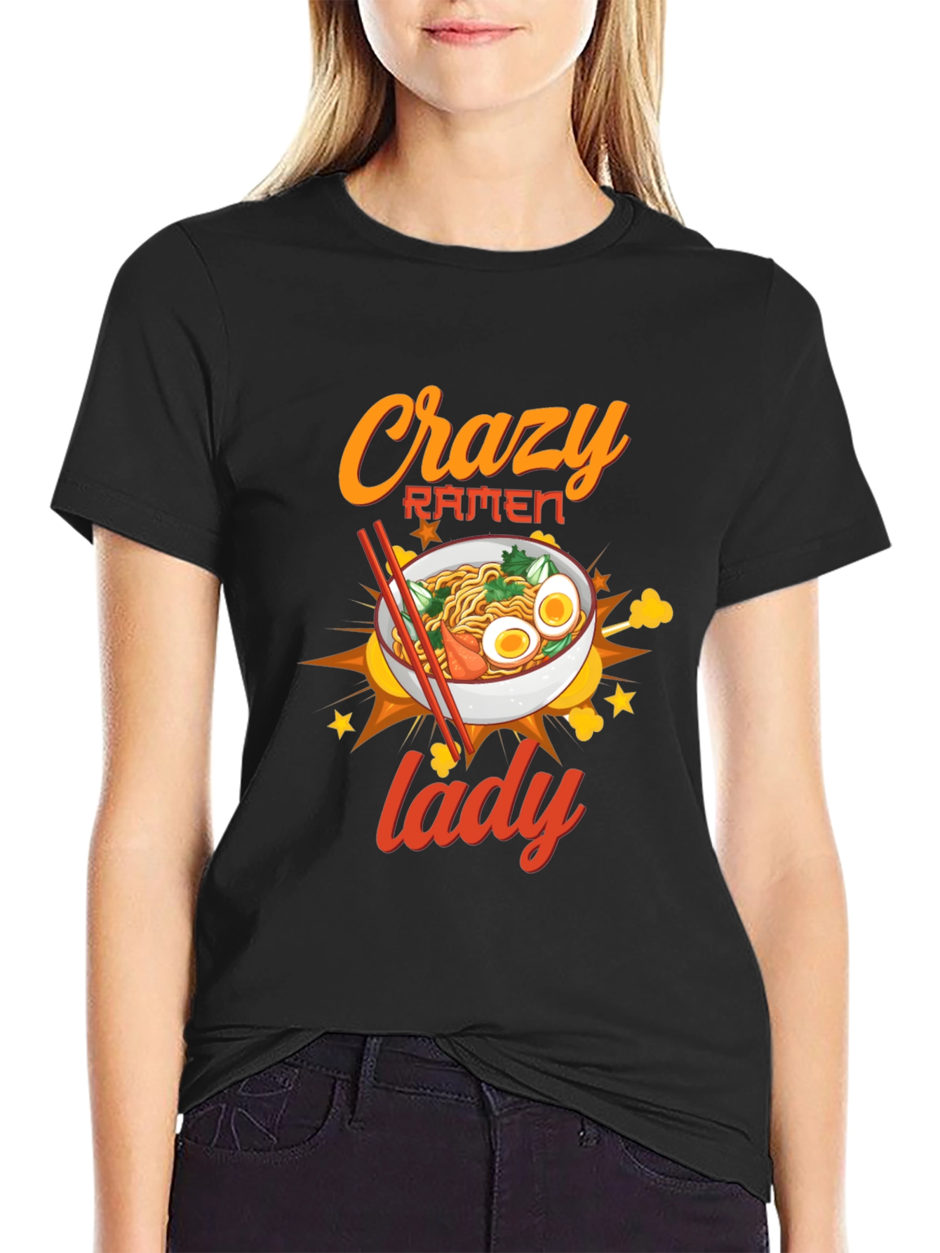 Crazy Ramen Lady Graphic Tee - Unisex