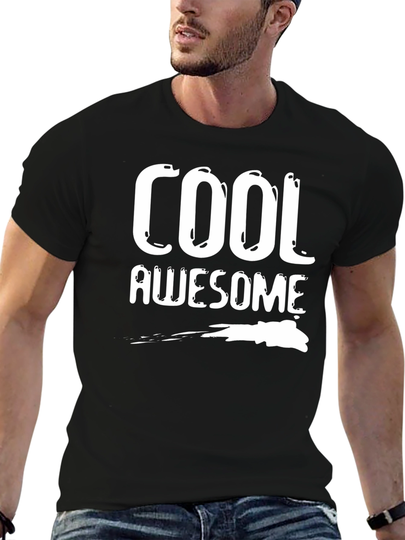 Cool Awesome Graphic Print Crew Neck Tee