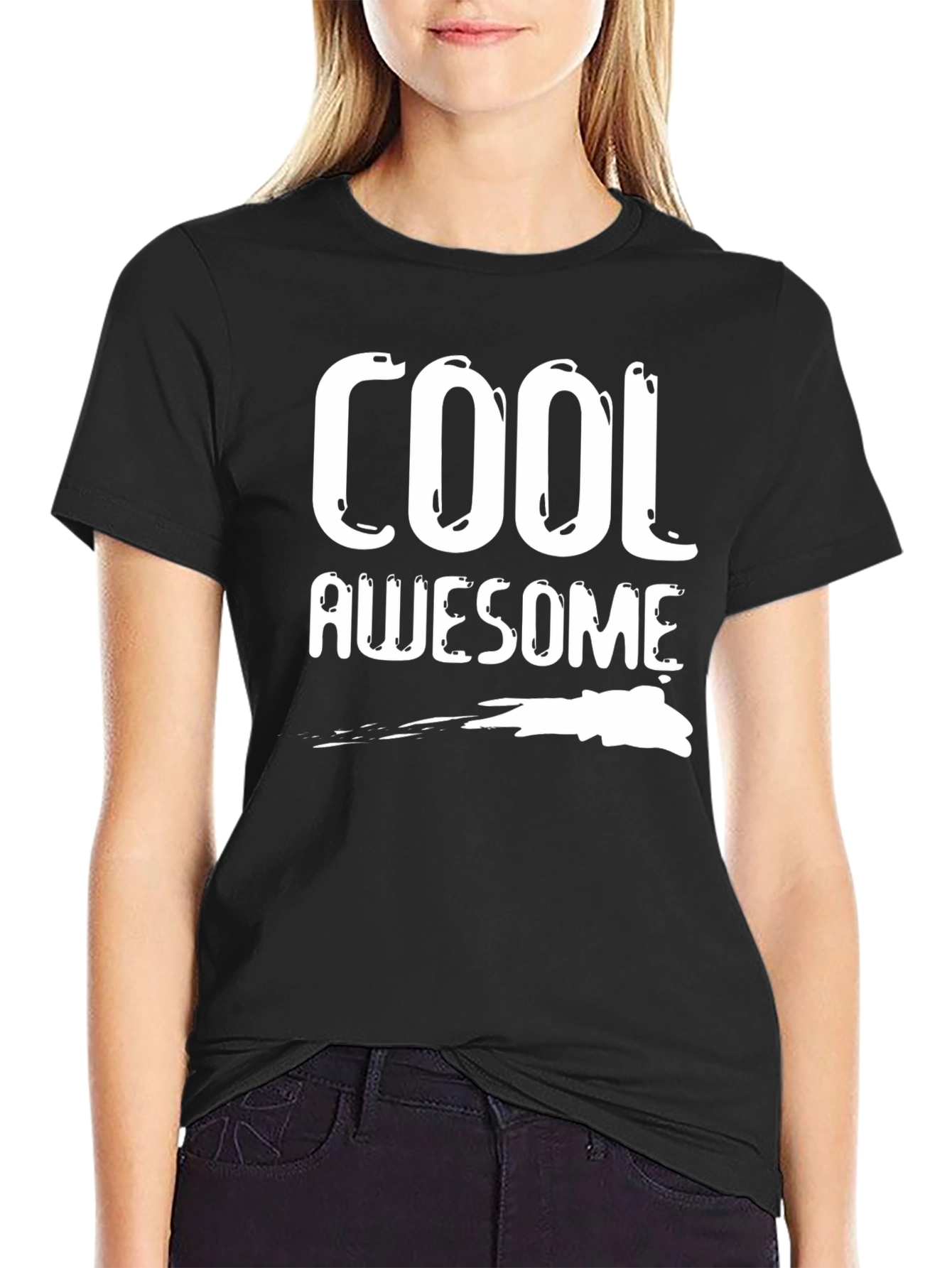 Cool Awesome Graphic Print Crew Neck Tee