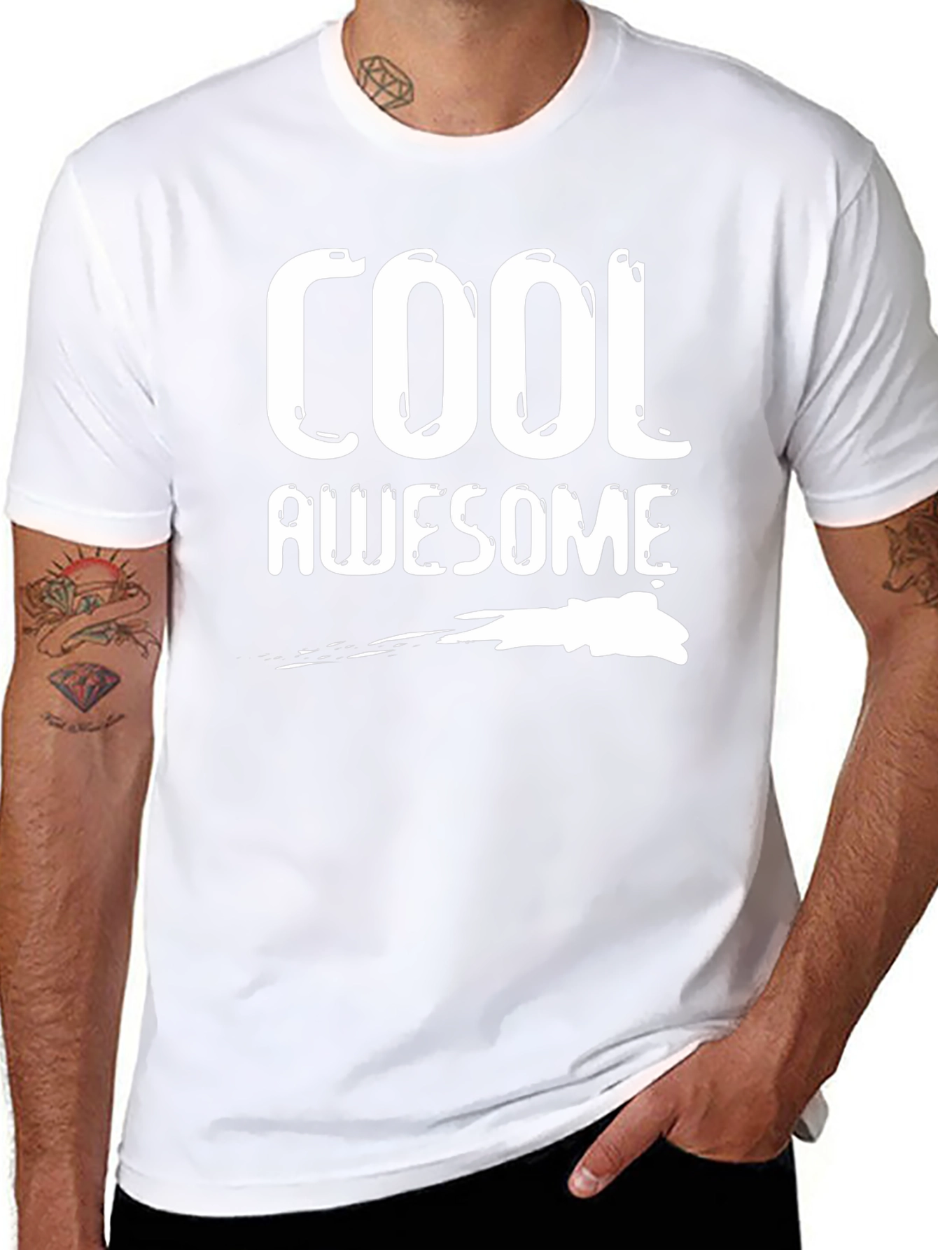 Cool Awesome Graphic Print Crew Neck Tee