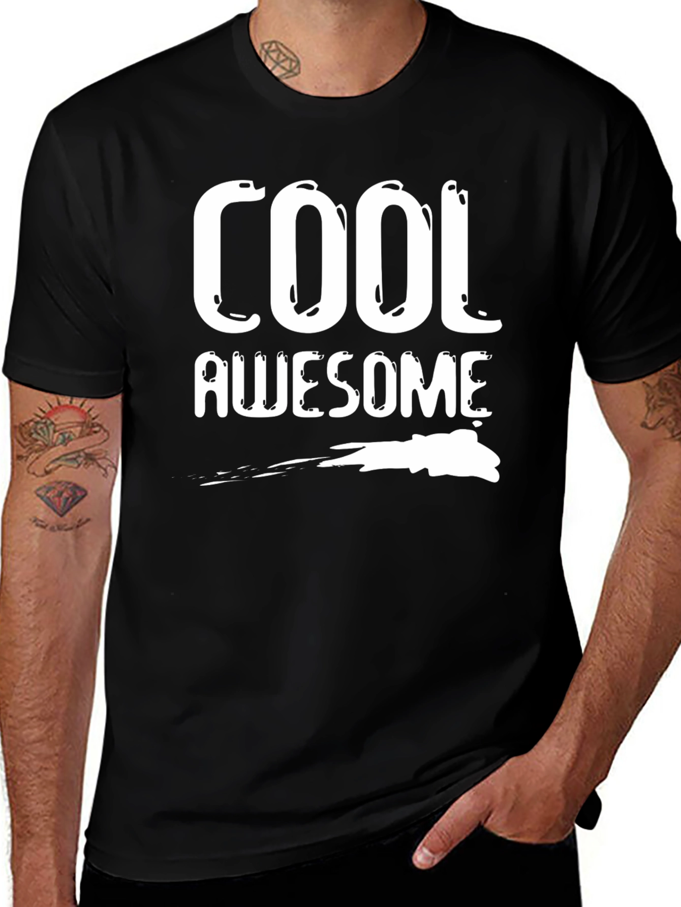 Cool Awesome Graphic Print Crew Neck Tee
