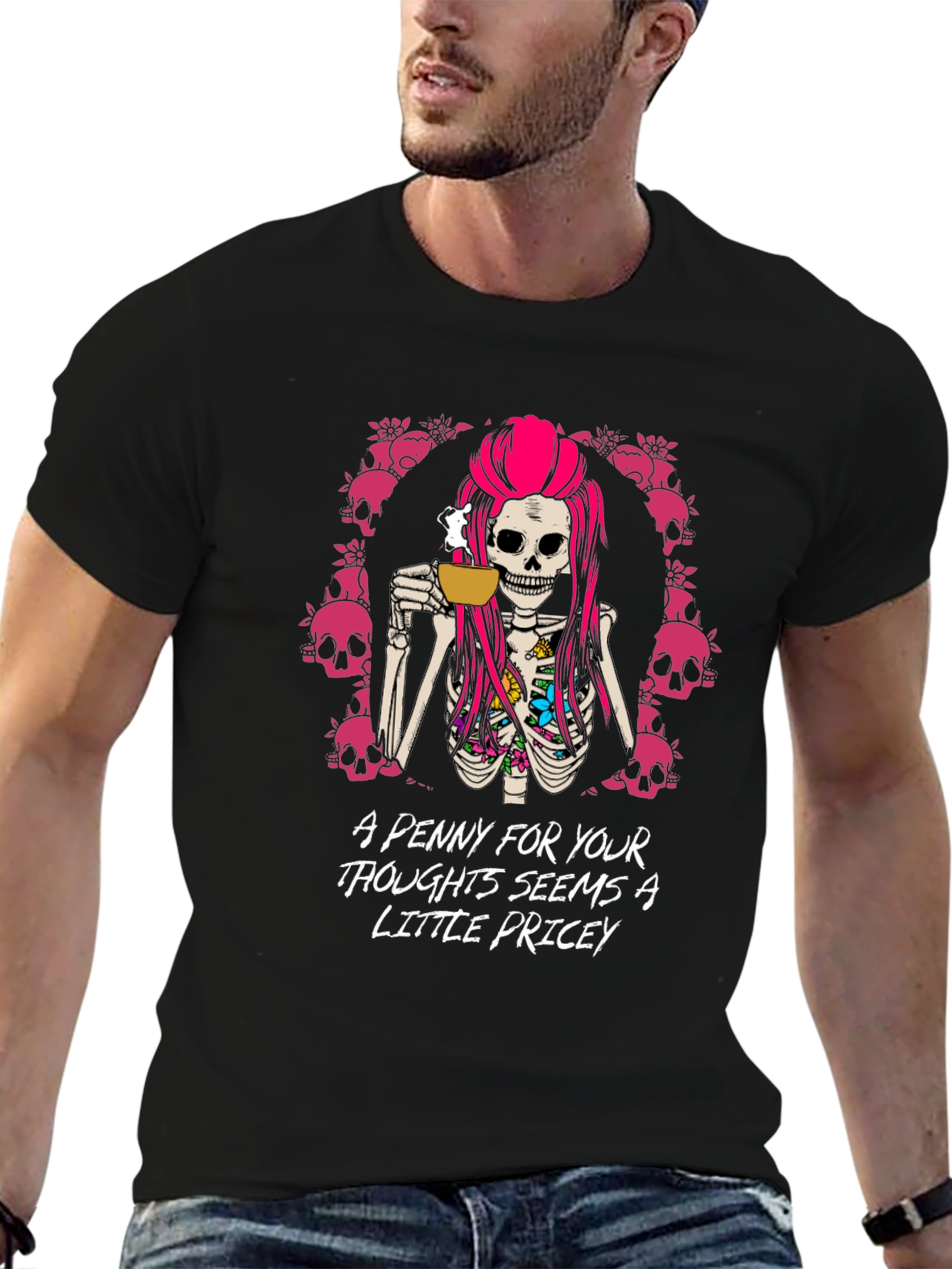 Penny For Your Thoughts Graphic T-Shirt - Black