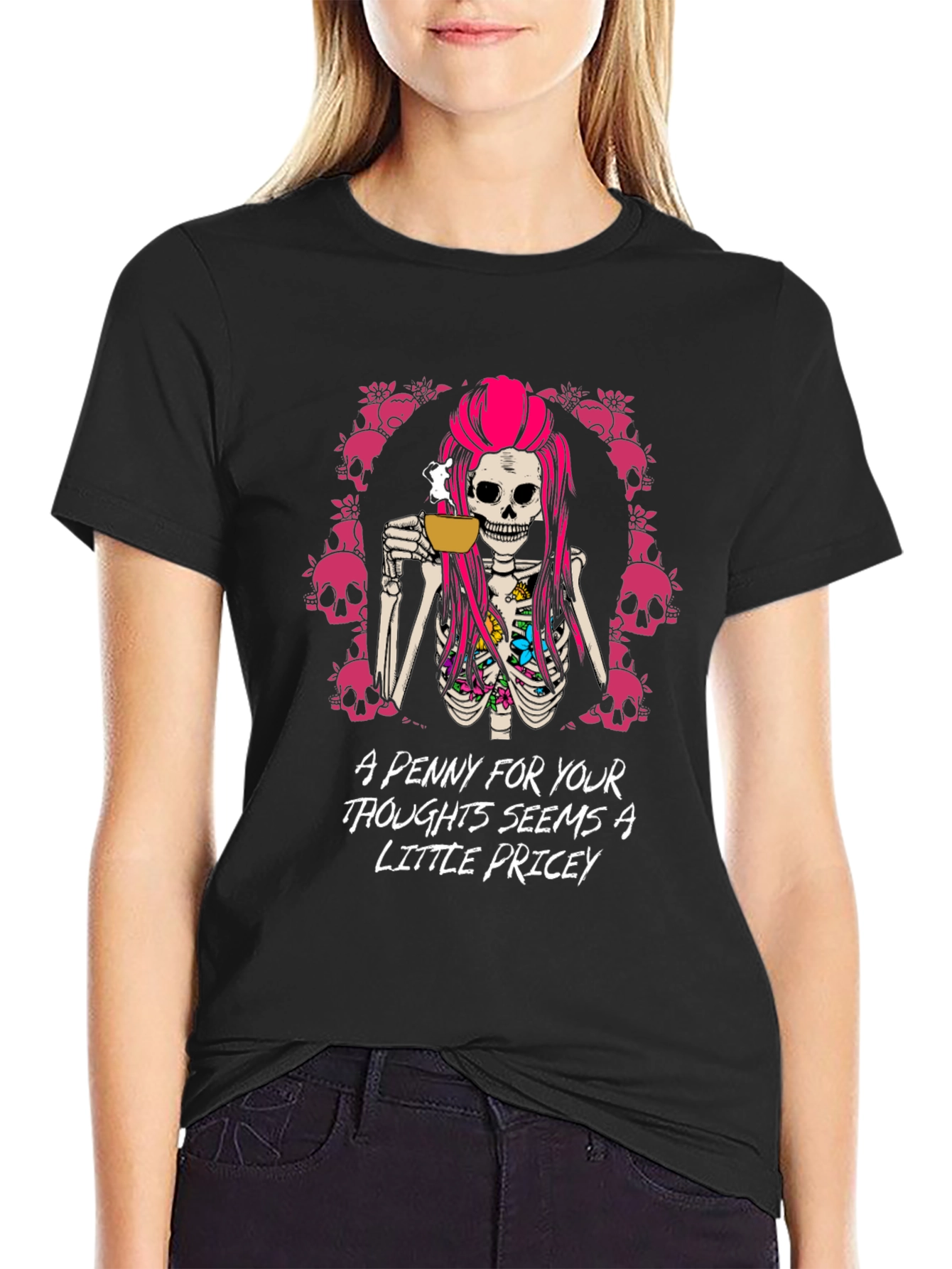 Penny For Your Thoughts Graphic T-Shirt - Black