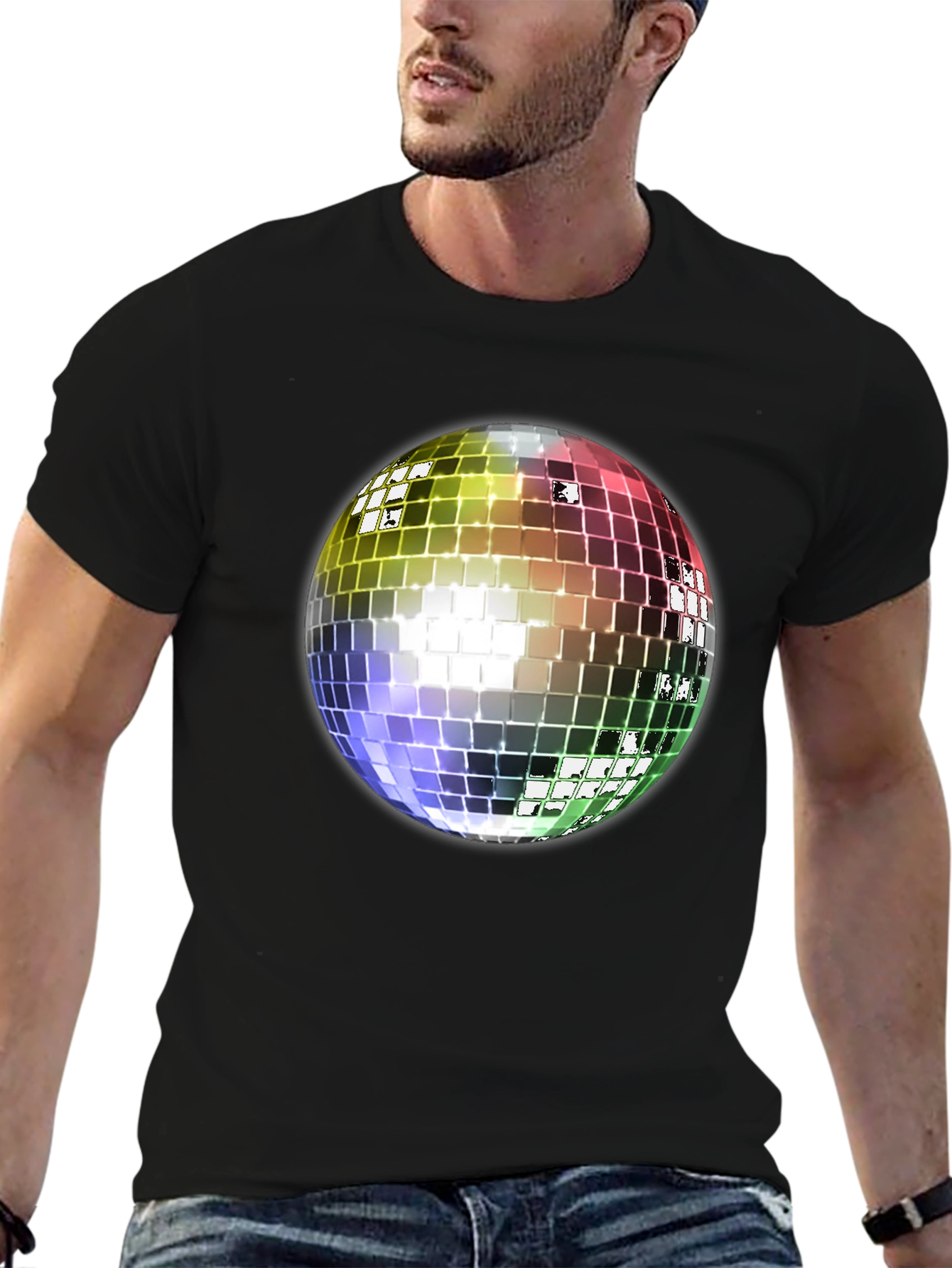 Retro Disco Ball Graphic Tee - Classic Style