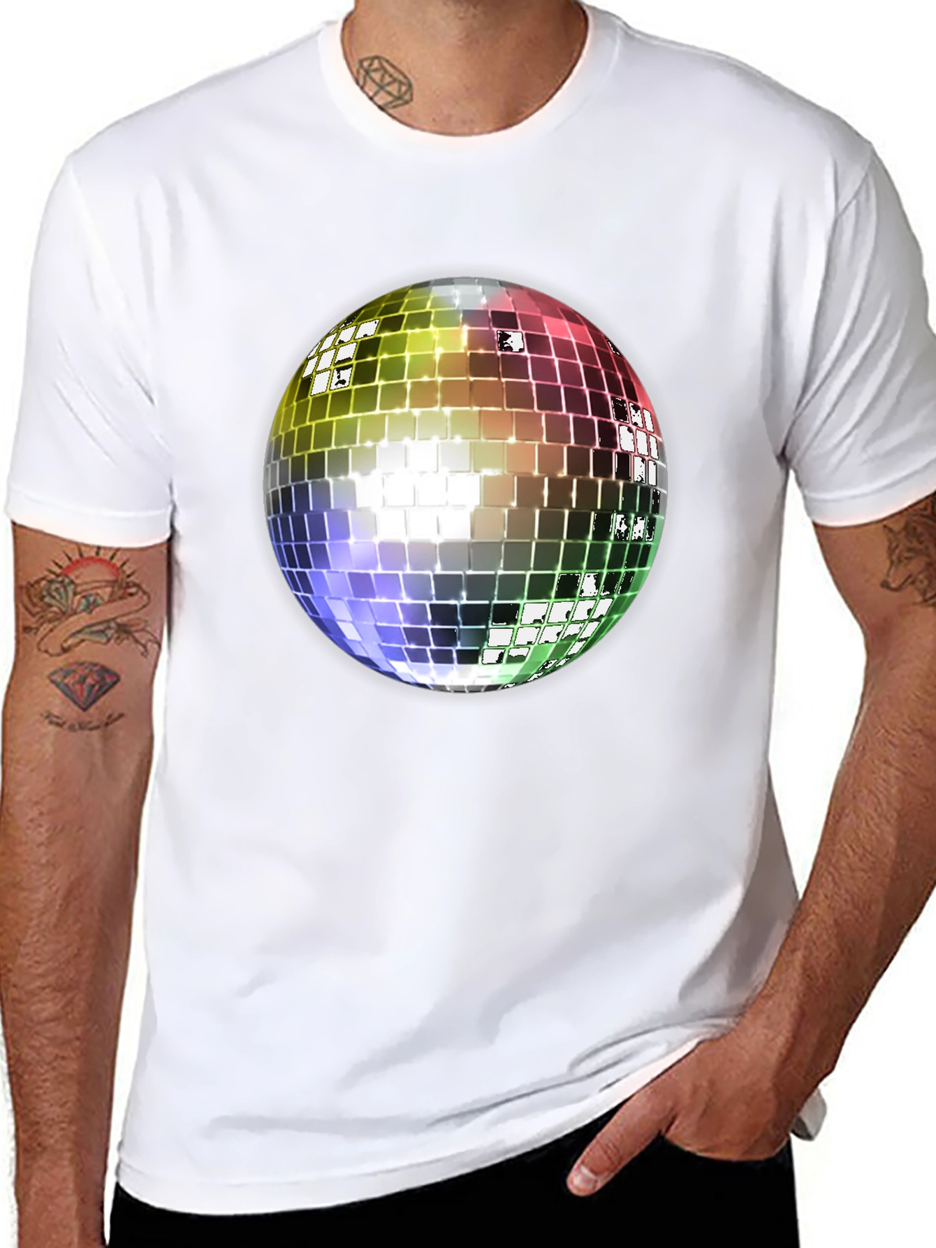 Retro Disco Ball Graphic Tee - Classic Style