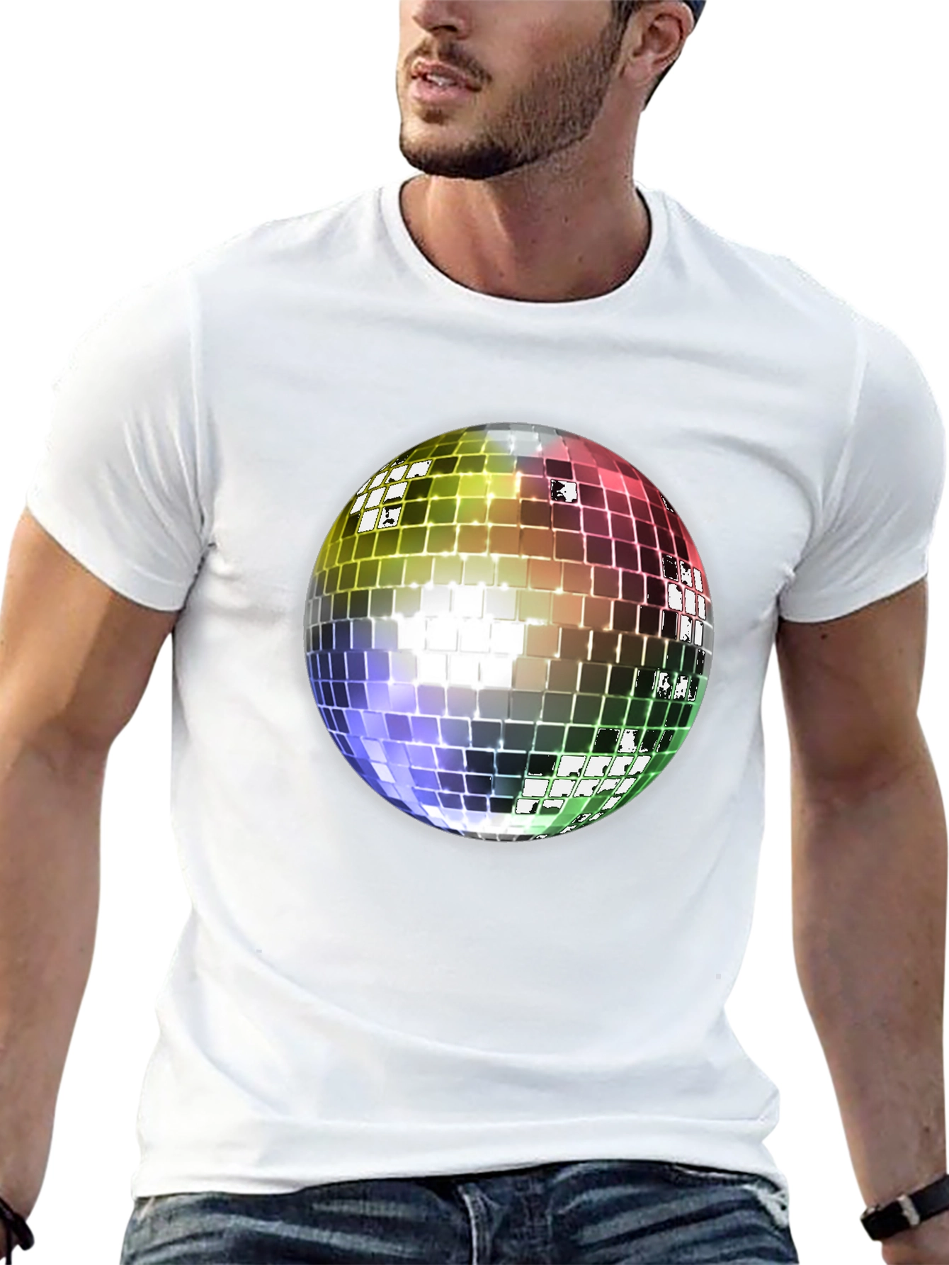 Retro Disco Ball Graphic Tee - Classic Style