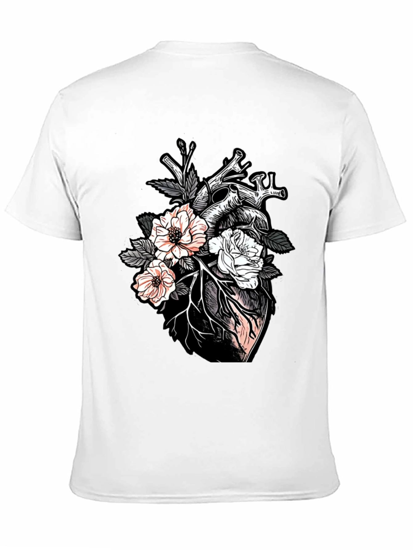 Floral Heart Graphic Tee - Unisex Black T-Shirt