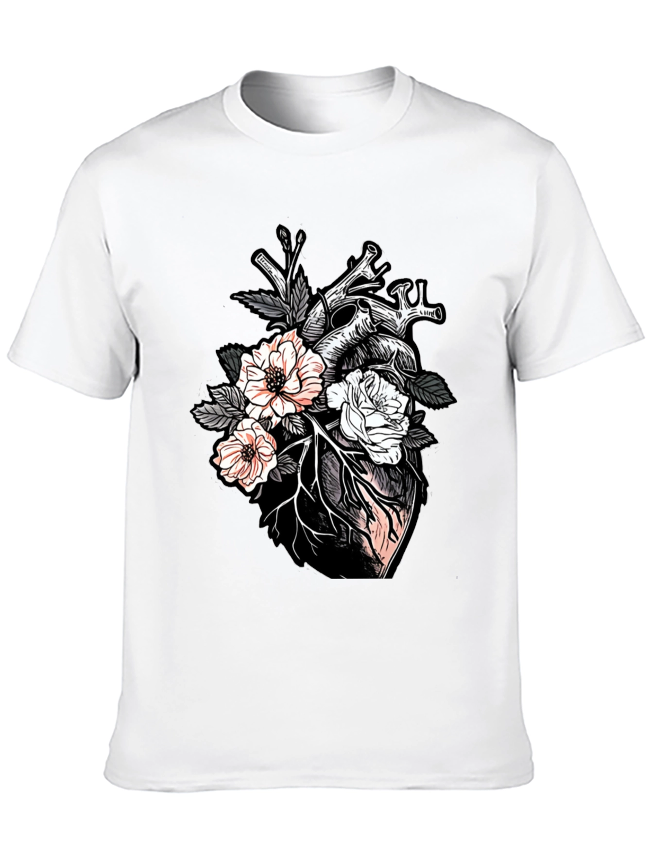 Floral Heart Graphic Tee - Unisex Black T-Shirt
