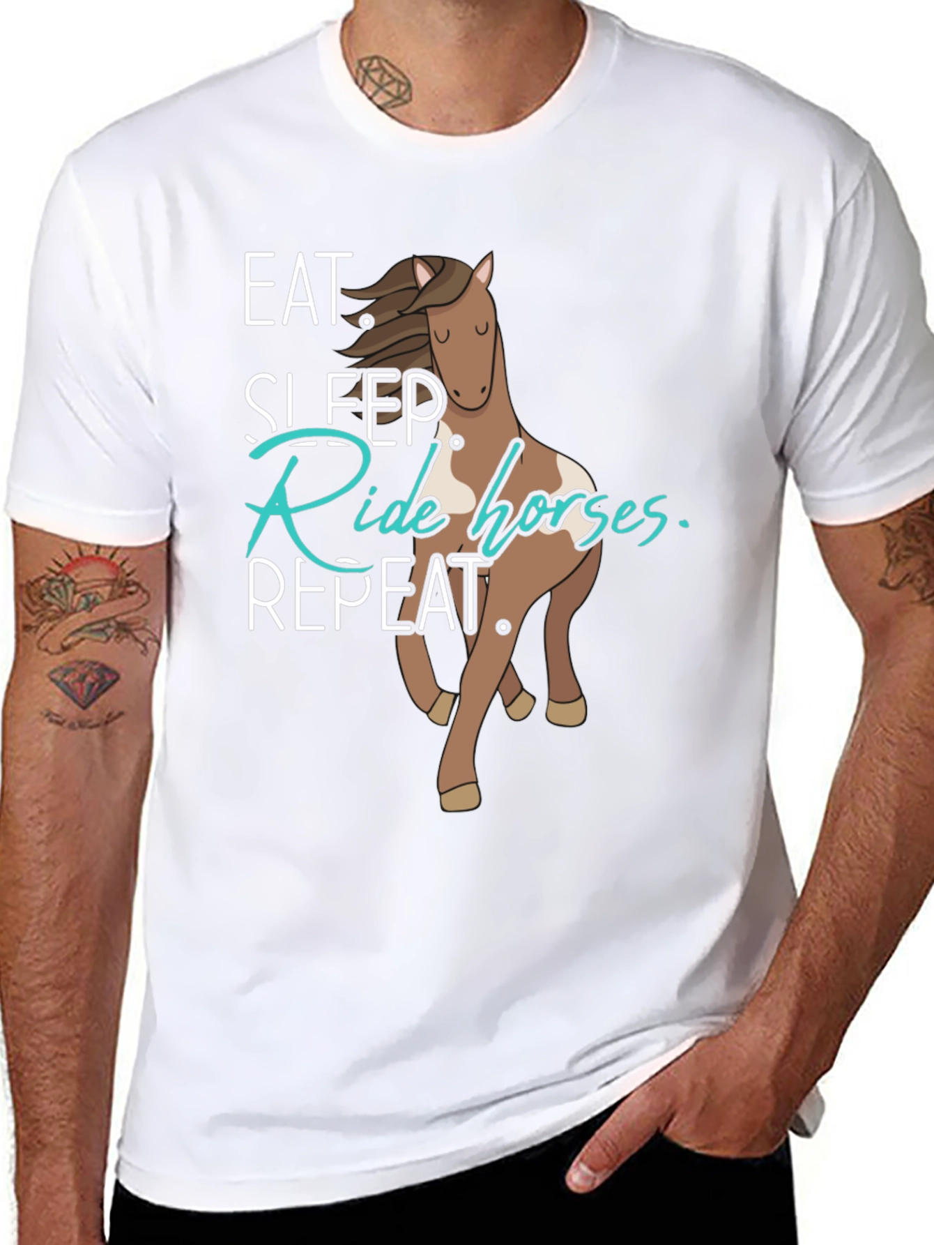 Eat Sleep Ride Horses Repeat Black T-Shirt